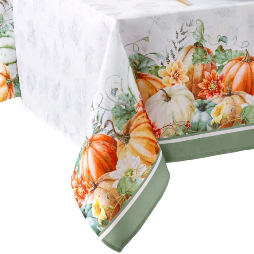Pumpkin Harvest Vine Double Border Rectangle Tablecloth