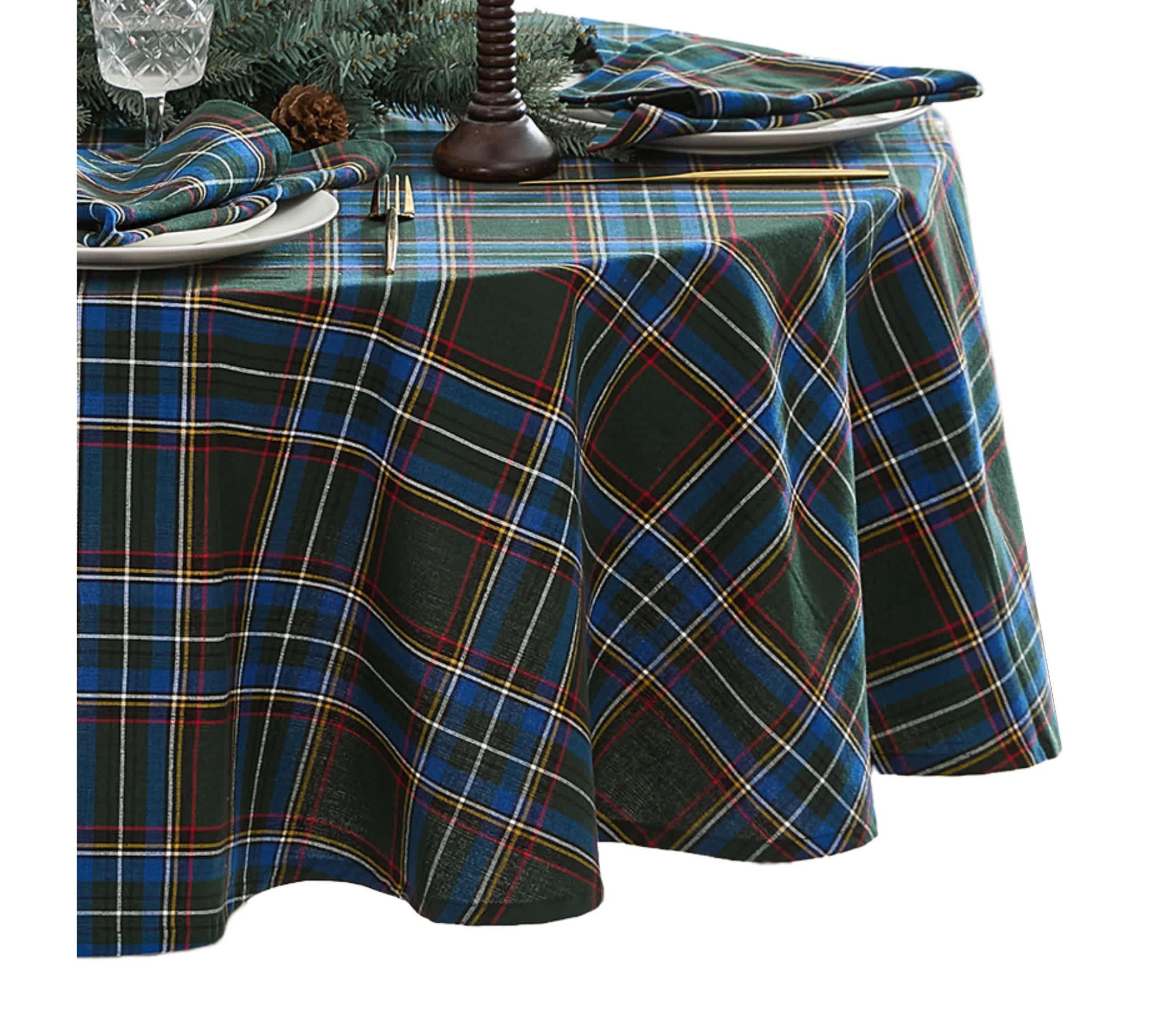 Stowe Tartan Holiday Plaid Tablecloth - Round/Oval