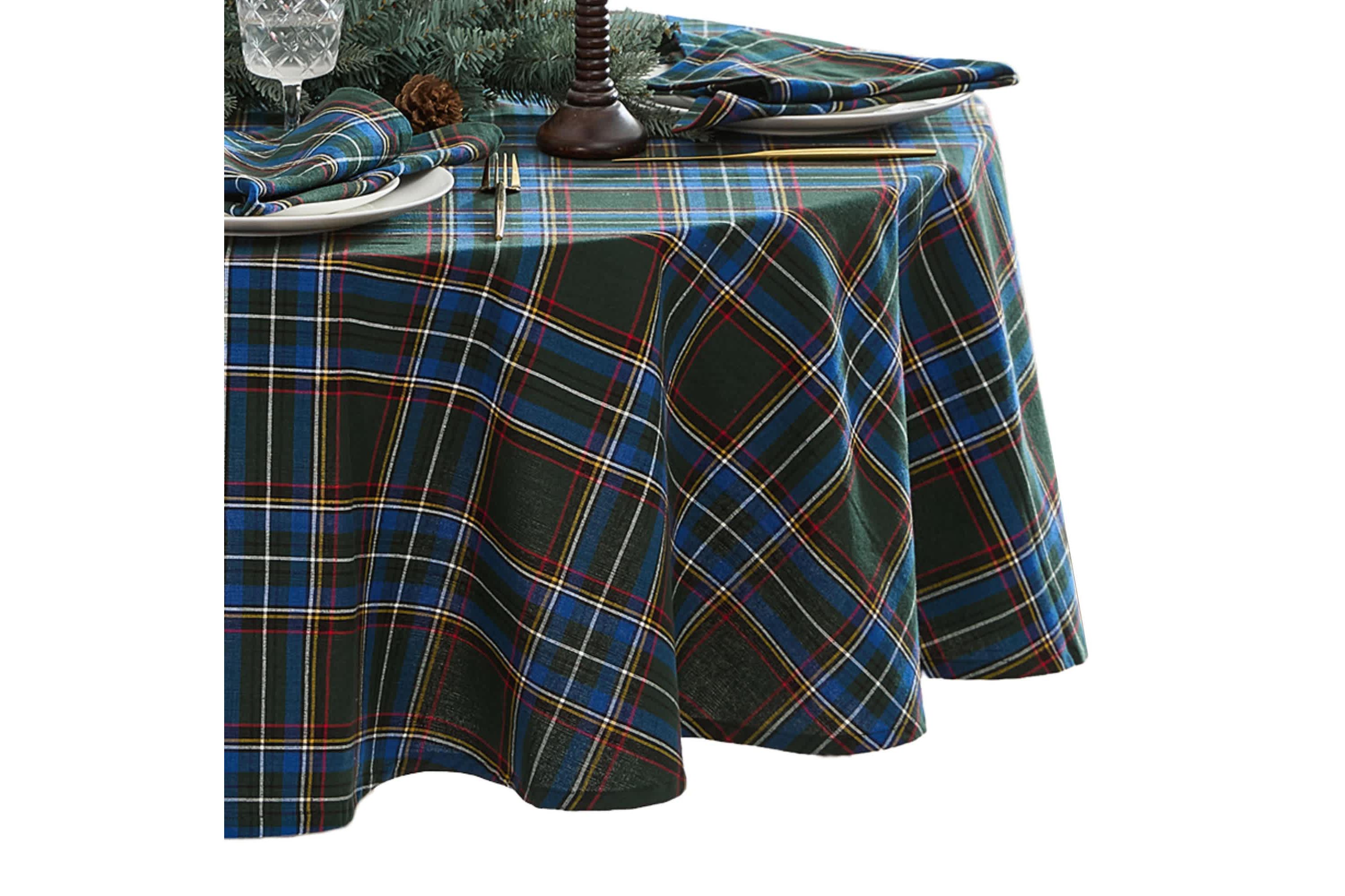 Stowe Tartan Holiday Plaid Tablecloth - Round/Oval
