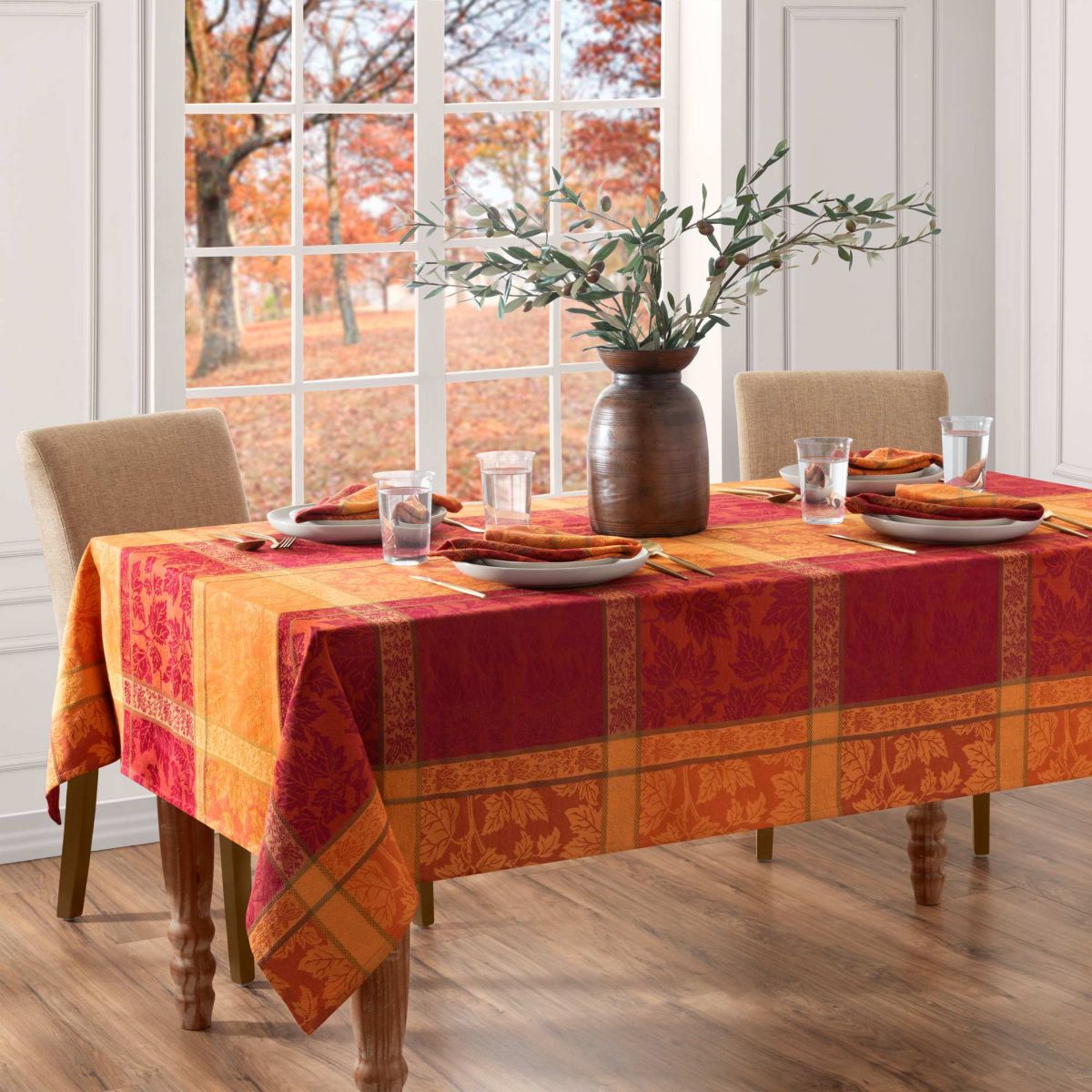 Maplewood Jacquard Harvest Cotton Rectangular Tablecloth