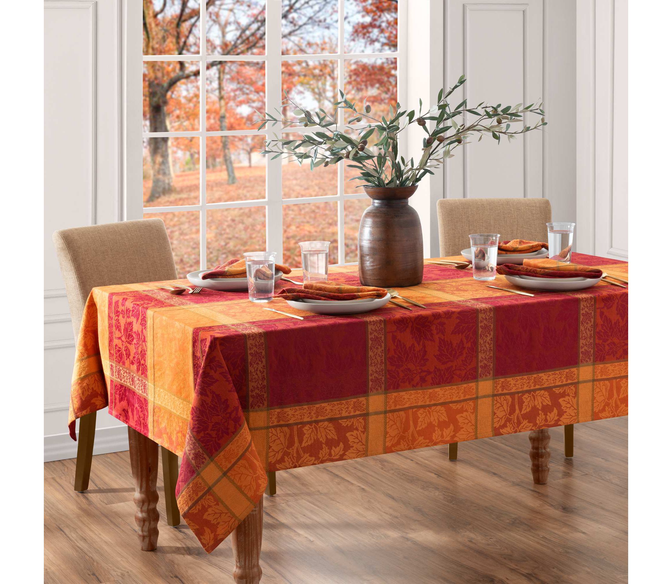 Maplewood Jacquard Harvest Cotton Rectangular Tablecloth