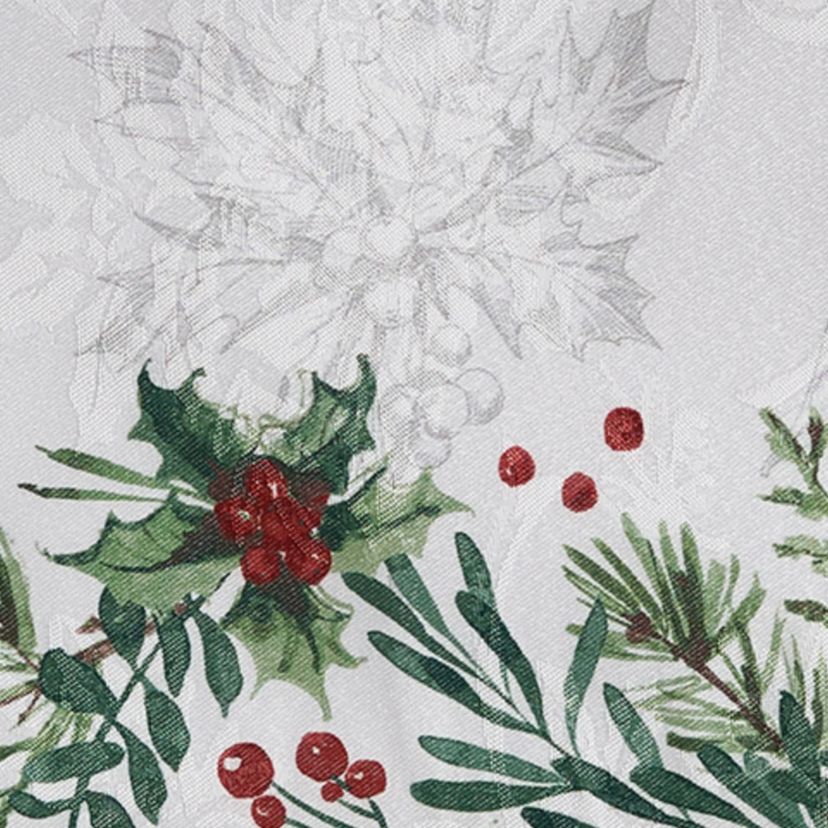 Holly Berry Flourish Holiday Rectangle Fabric Tablecloth