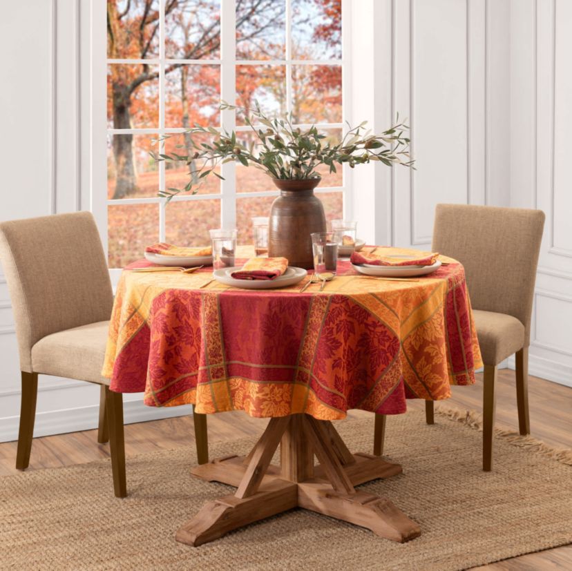 Maplewood Jacquard Harvest Cotton Tablecloth - Round/Oval