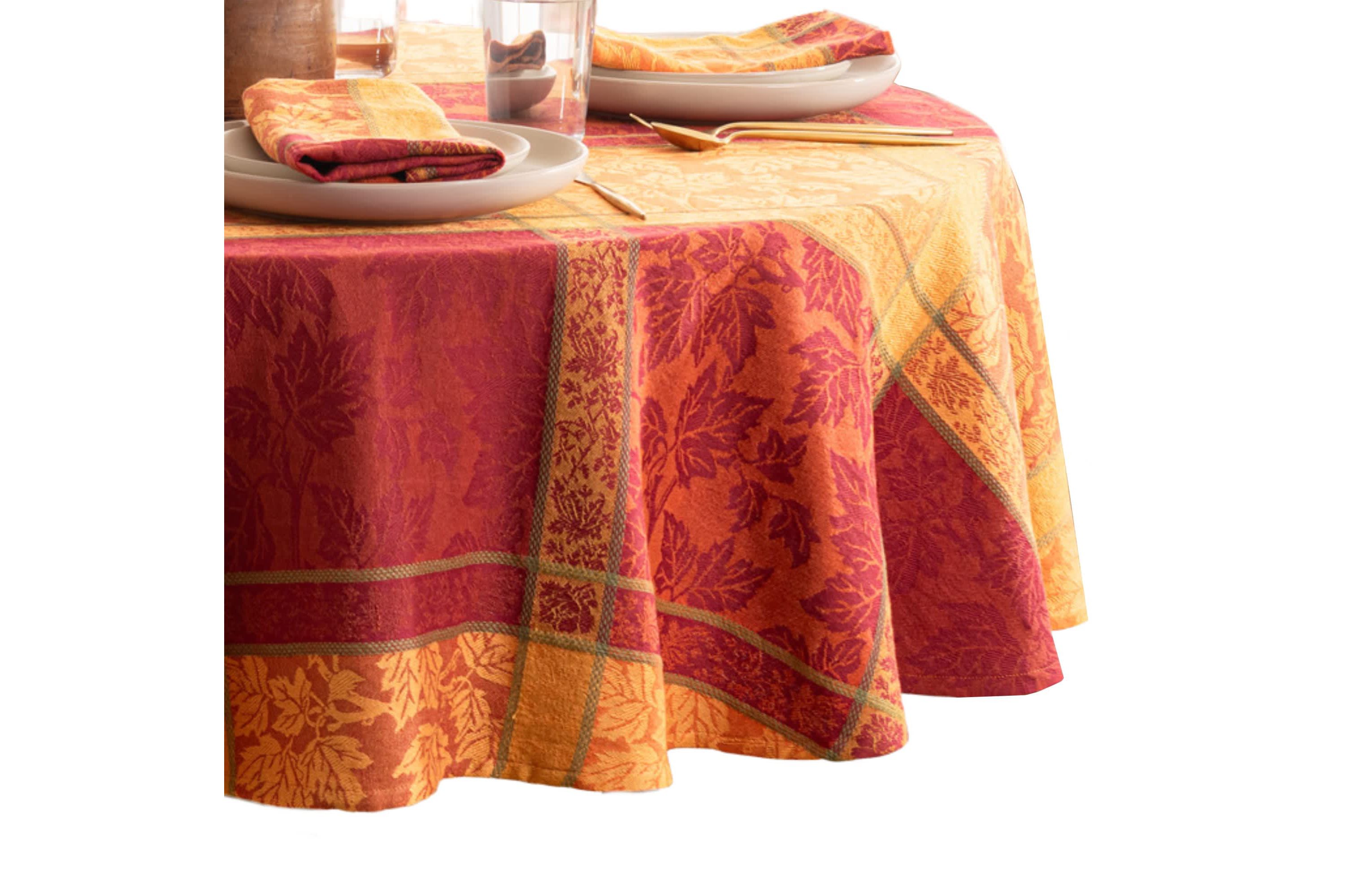Maplewood Jacquard Harvest Cotton Tablecloth - Round/Oval