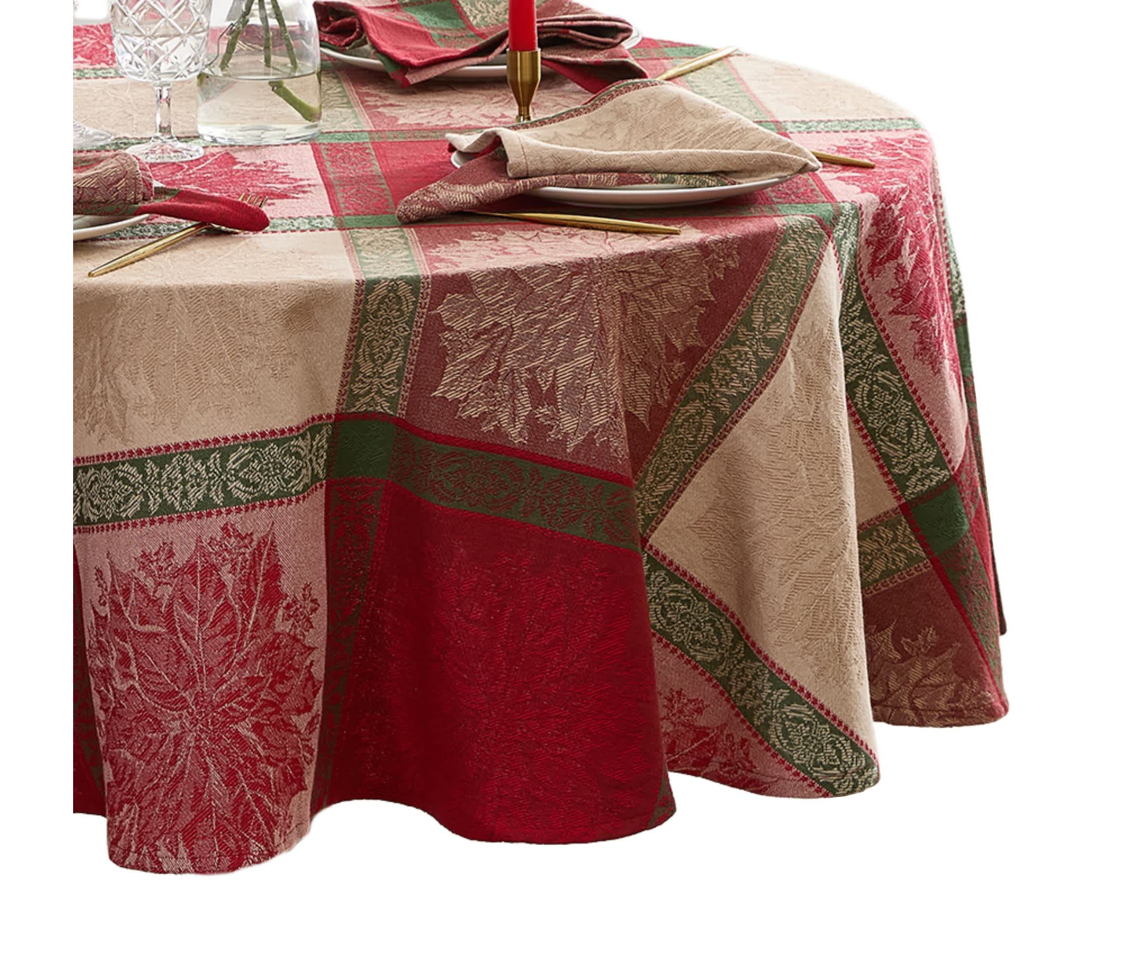 Prestige Poinsettia Jacquard Tablecloth - Round/Oval