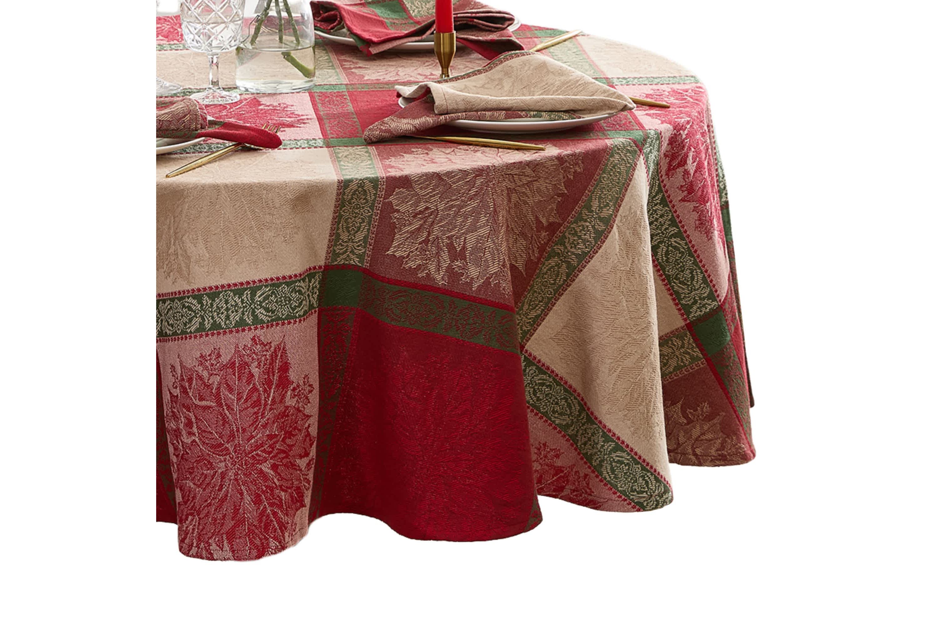 Prestige Poinsettia Jacquard Tablecloth - Round/Oval
