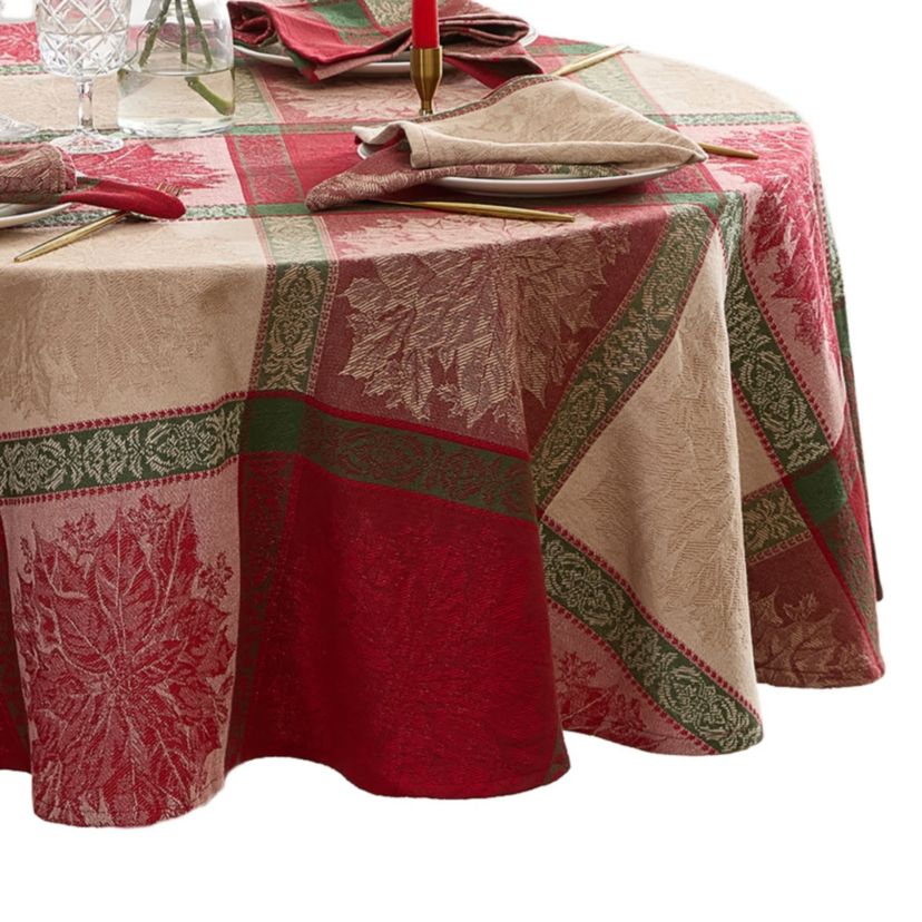 Prestige Poinsettia Jacquard Tablecloth - Round/Oval