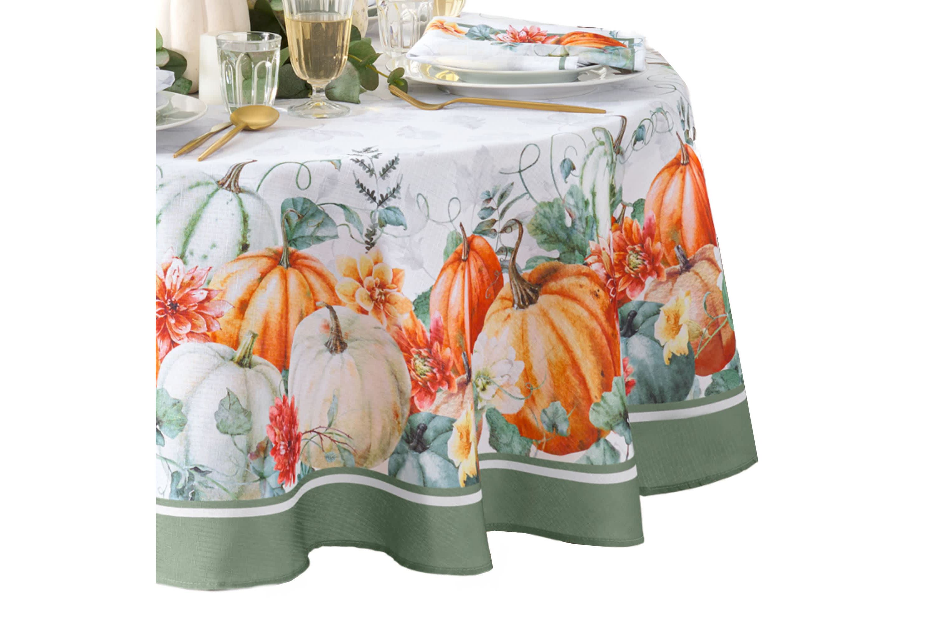 Pumpkin Harvest Vine Double Border Tablecloth - Round/Oval