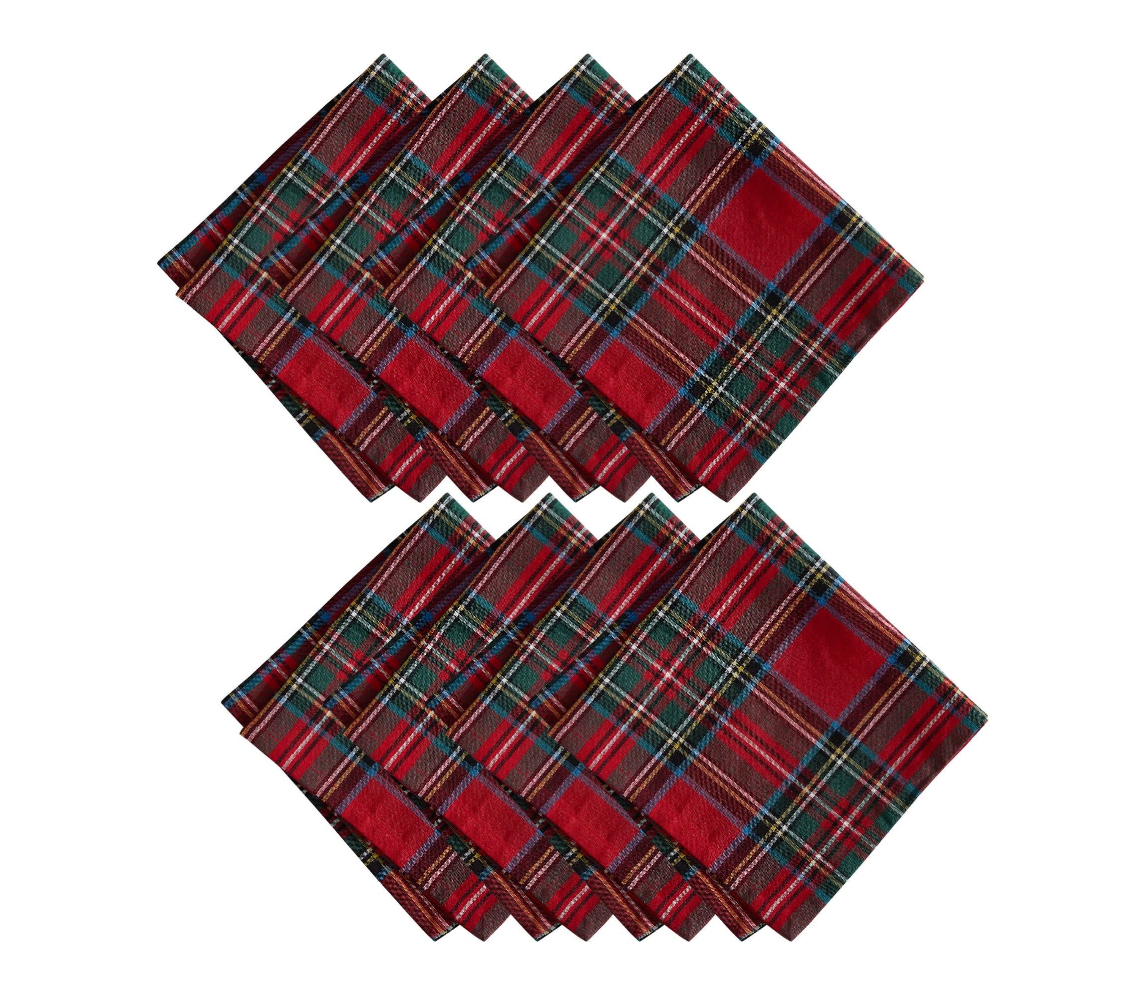 Stowe Tartan Holiday Plaid Cotton Napkins, Set of 8