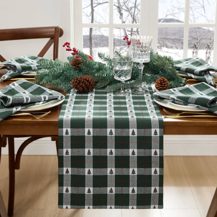 Sherwood Tree Dobby Cotton Table Runner - 13x70