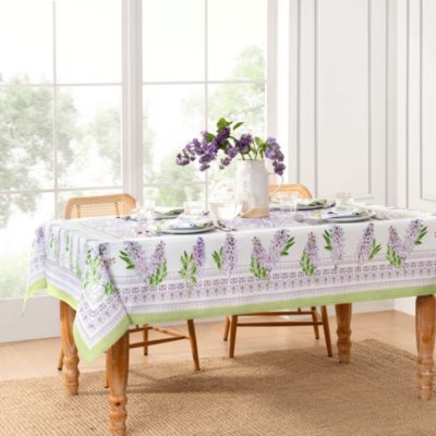 Elrene Lilac Garden Floral Rectangle Tablecloth