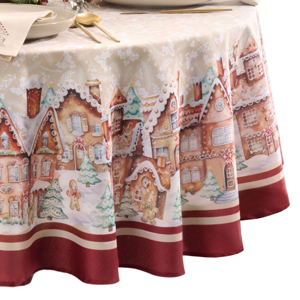 Gingerbread Bliss Tablecloth - Round/Oval