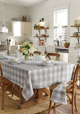 Gray/White Elrene Home Fashions Farmhouse Living Buffalo Check Table Runner 13 x 70