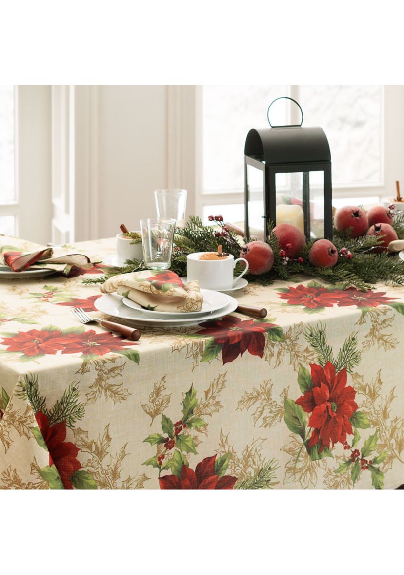 Festive Poinsettia Holiday Cloth Napkins, Set of 4