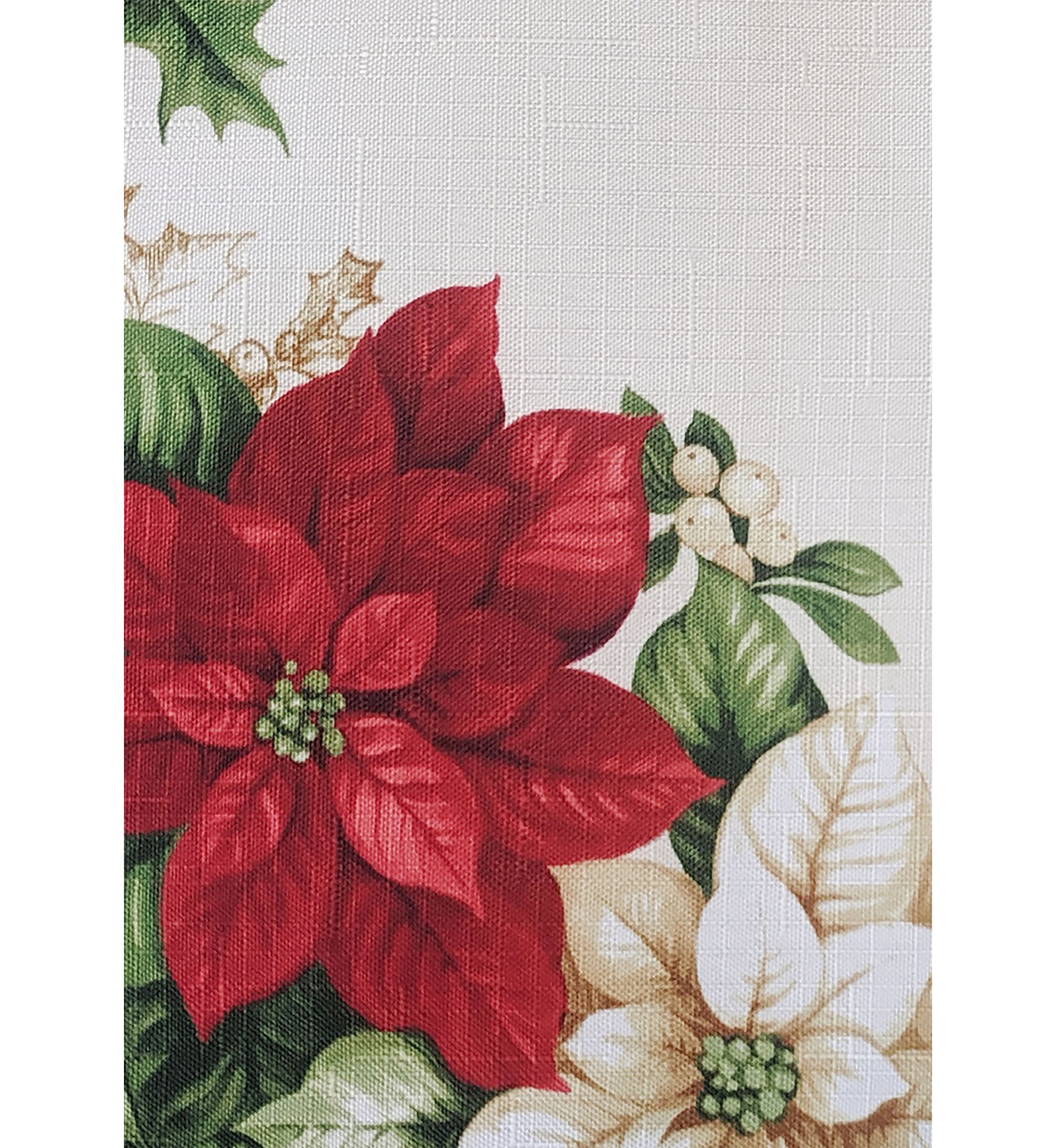 Red and White Poinsettia Kitchen Tiers and Valance Set