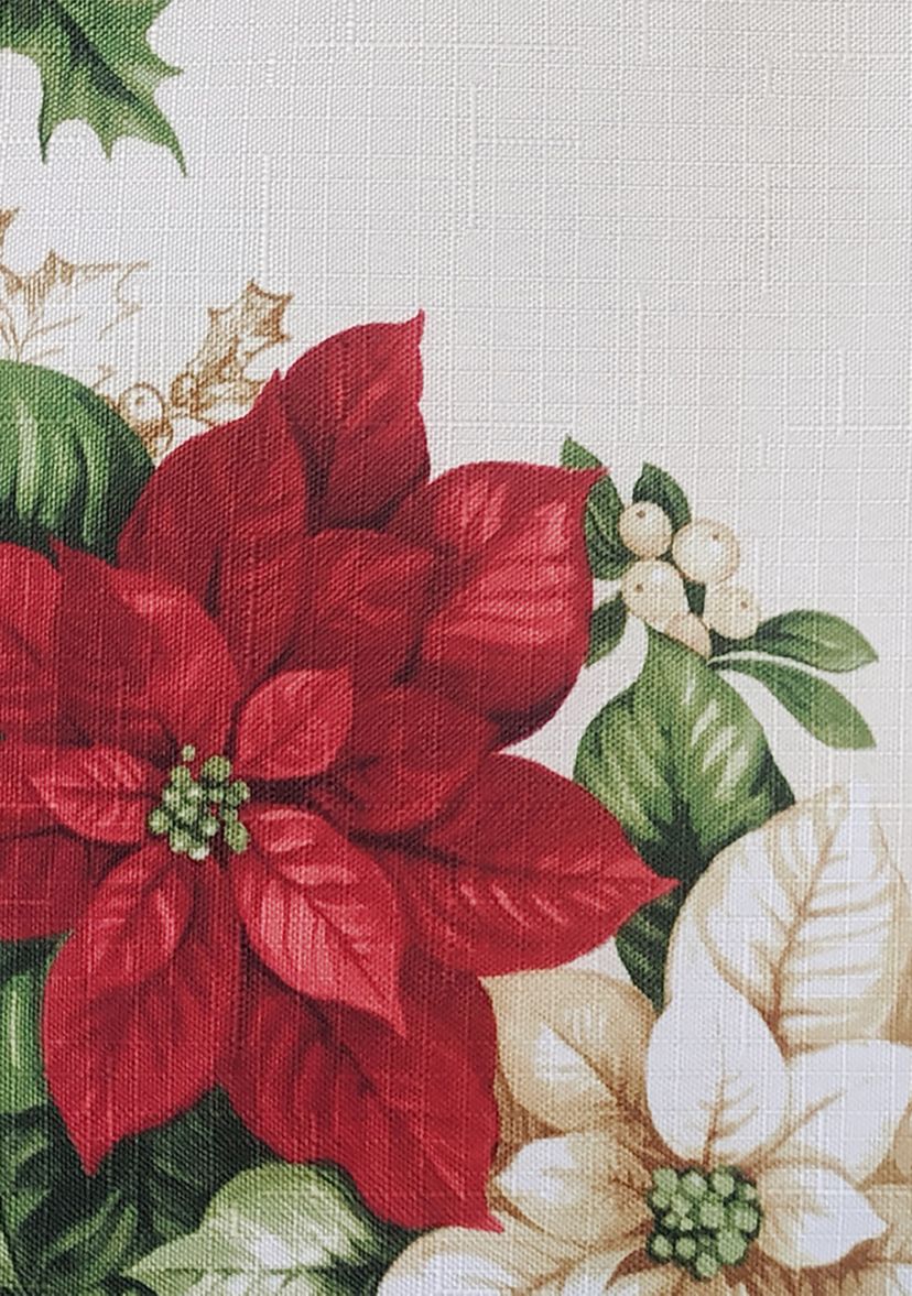 Red and White Poinsettia Kitchen Tiers and Valance Set