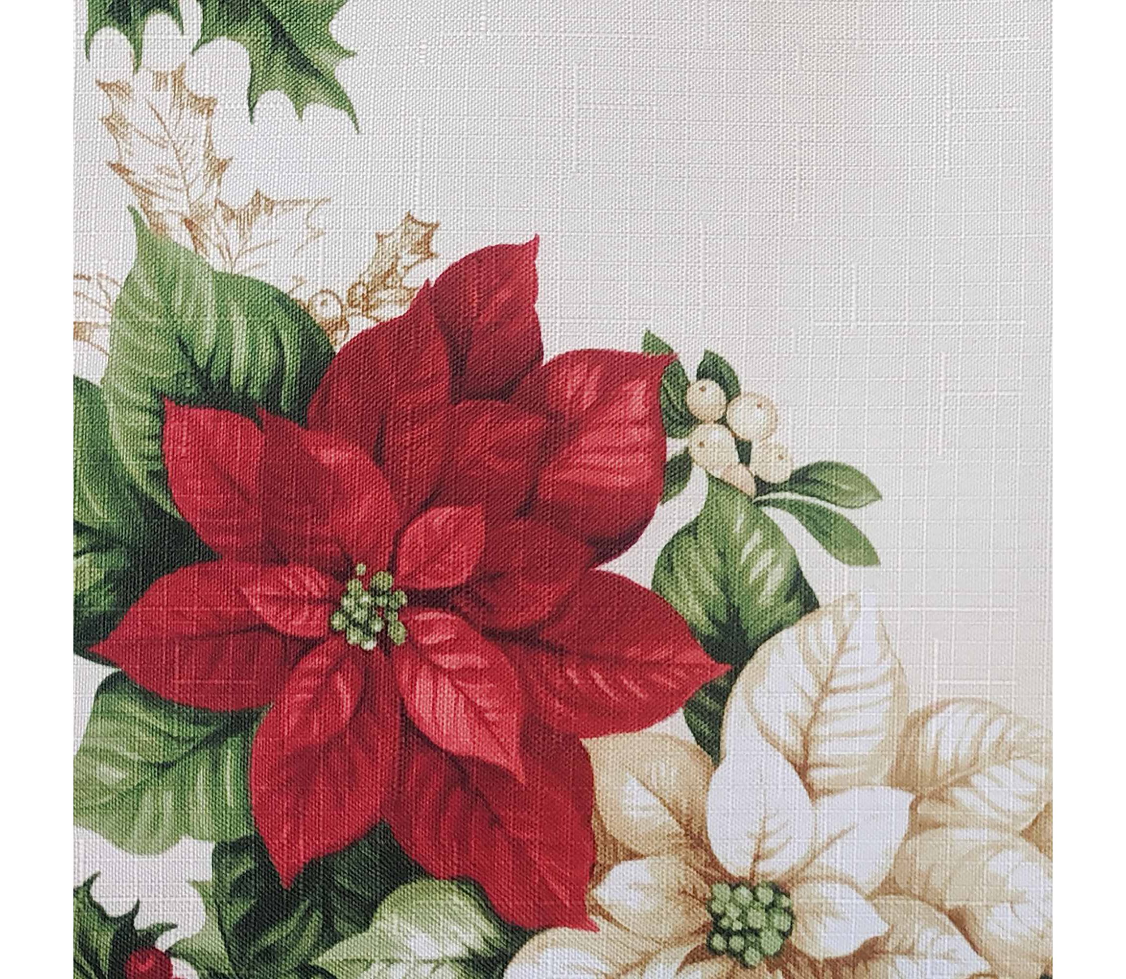 Red and White Poinsettia Kitchen Tiers and Valance Set