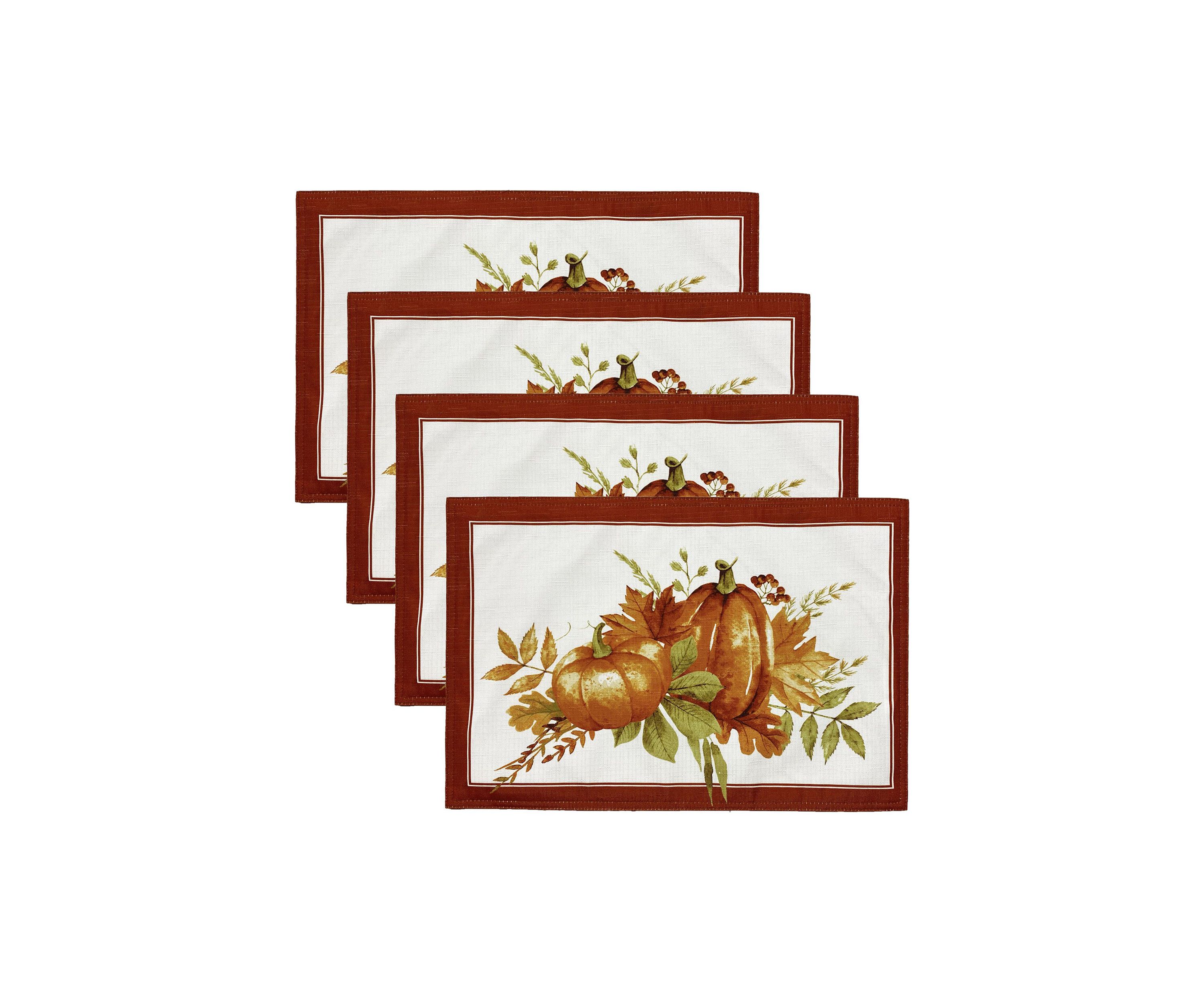 Autumn Pumpkin Grove Fall Placemat, Set of 4 - 13" x 19"