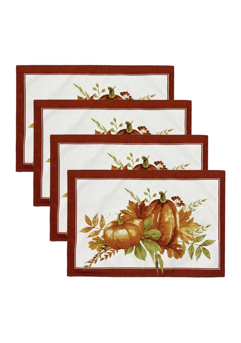 Autumn Pumpkin Grove Fall Placemat, Set of 4 - 13" x 19"