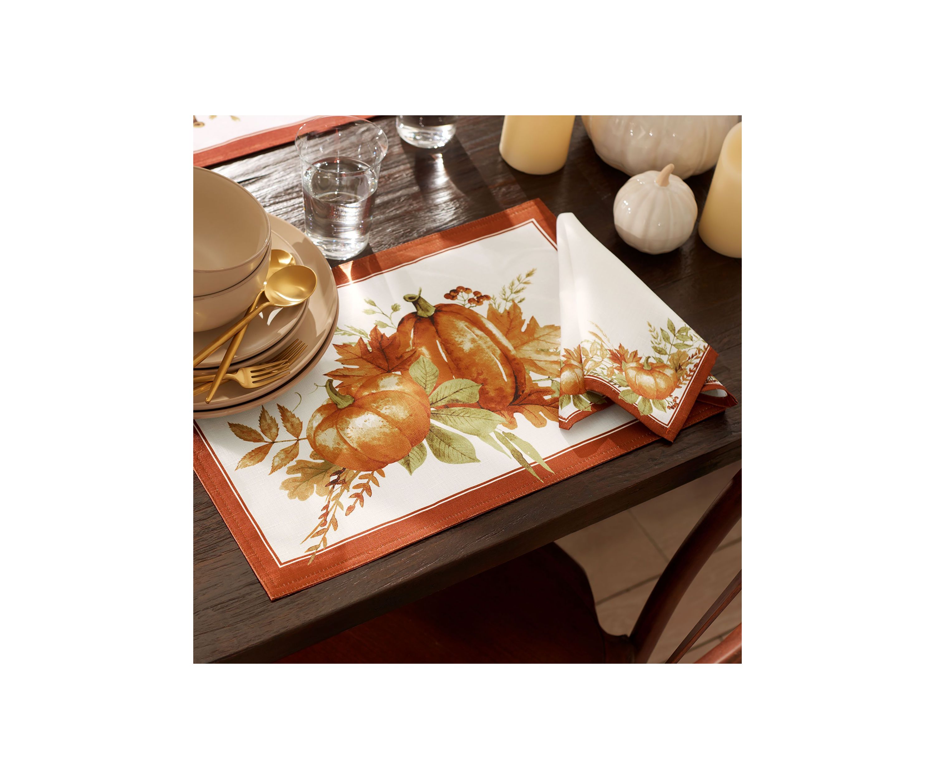 Autumn Pumpkin Grove Fall Placemat, Set of 4 - 13" x 19"
