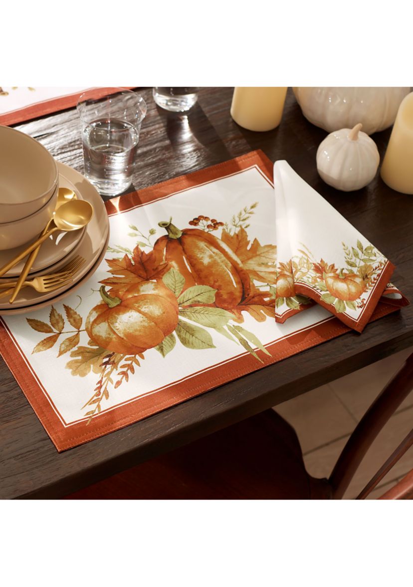 Autumn Pumpkin Grove Fall Placemat, Set of 4 - 13" x 19"