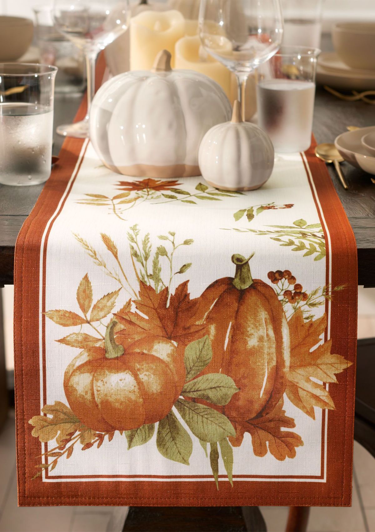 Autumn Pumpkin Grove Fall Table Runner - 13" x 70"
