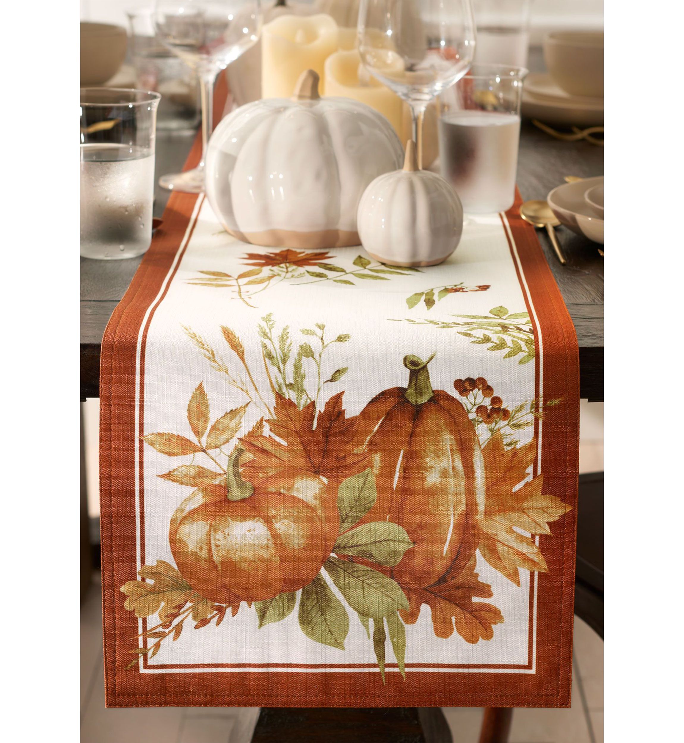 Autumn Pumpkin Grove Fall Table Runner - 13" x 70"