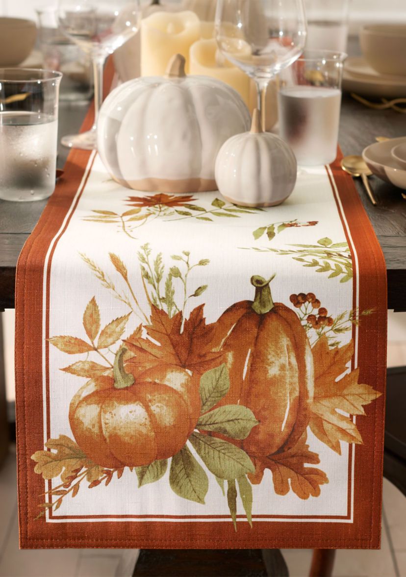 Autumn Pumpkin Grove Fall Table Runner - 13" x 70"