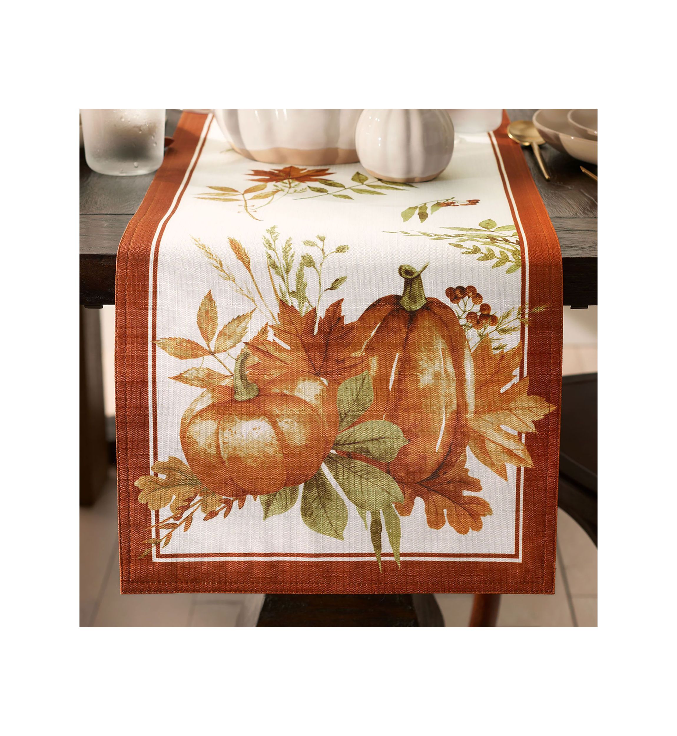 Autumn Pumpkin Grove Fall Table Runner - 13" x 70"