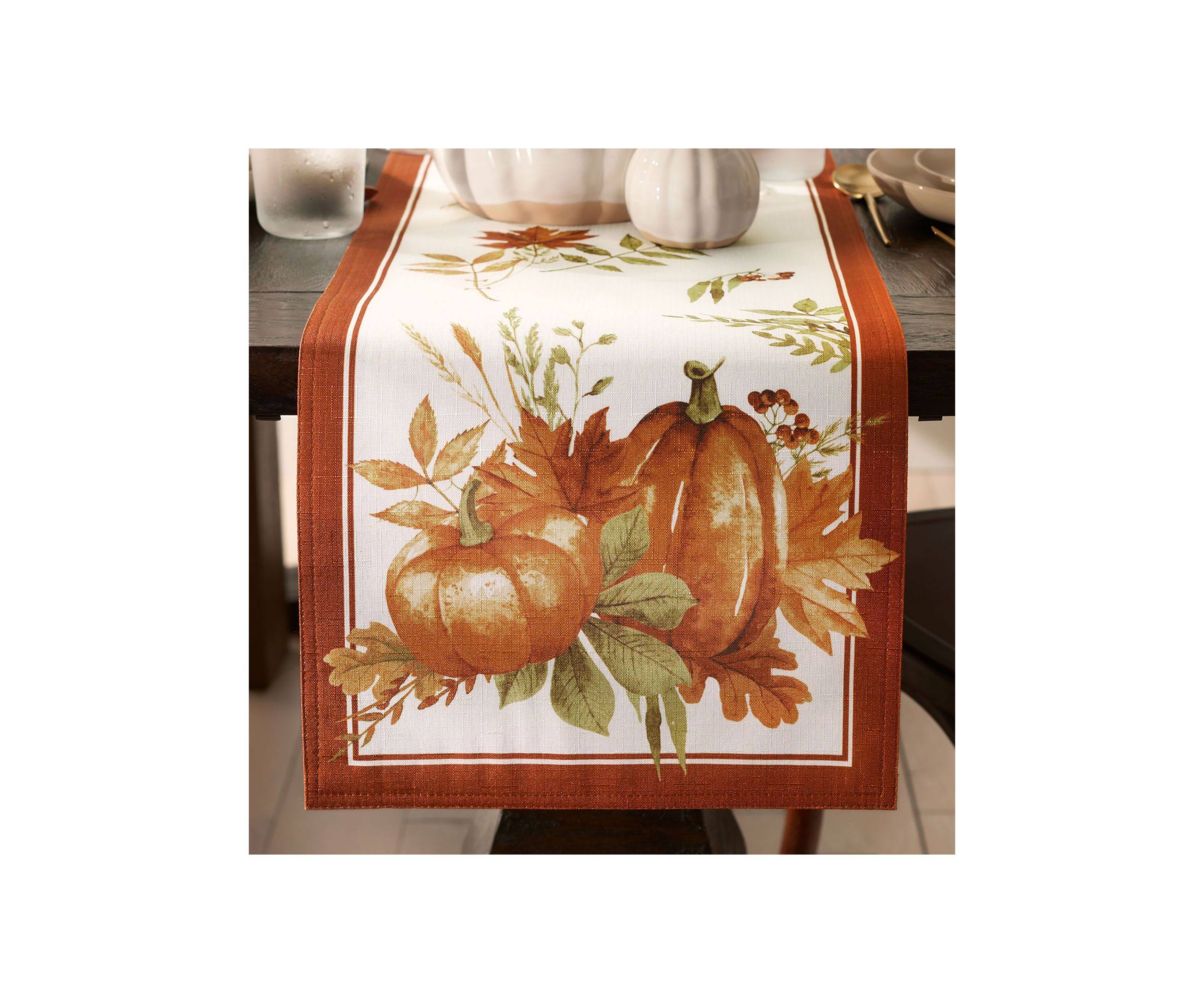 Autumn Pumpkin Grove Fall Table Runner - 13" x 70"