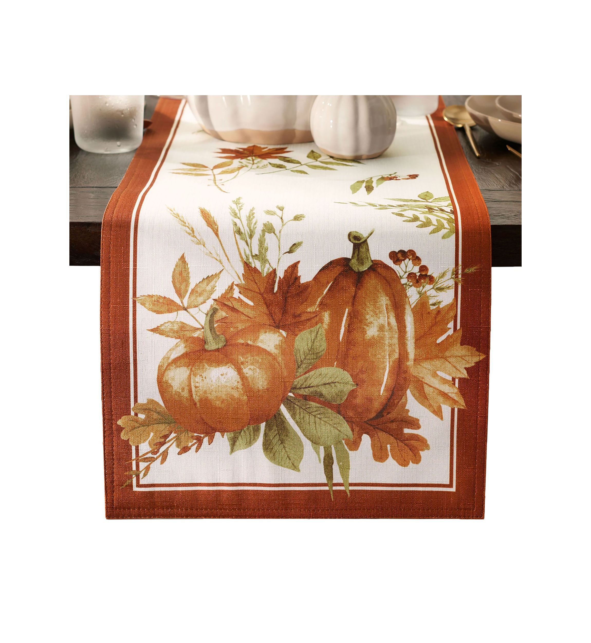 Autumn Pumpkin Grove Fall Table Runner - 13" x 70"