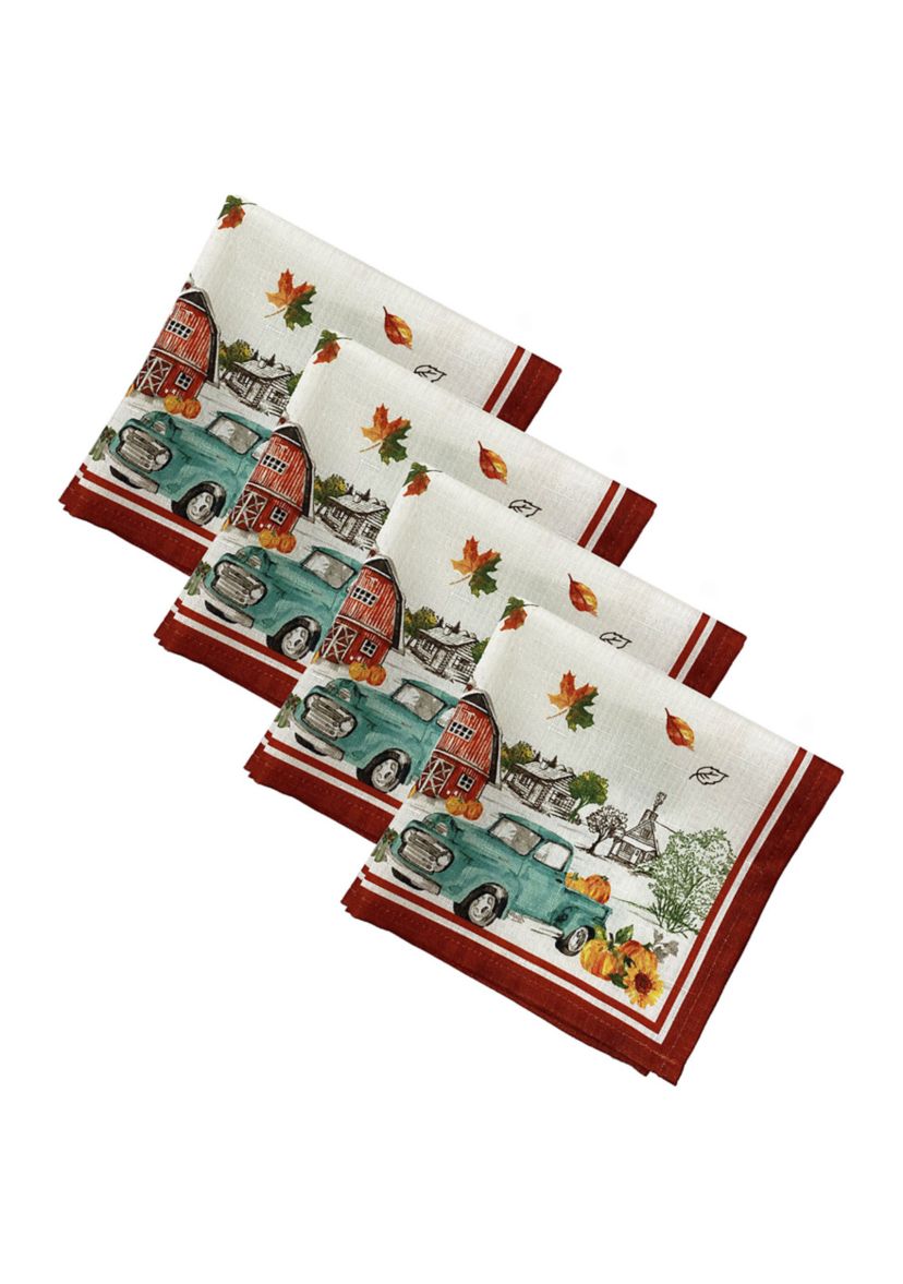 Farm Fresh Pumpkin Truck Fall Napkin, Set of 4