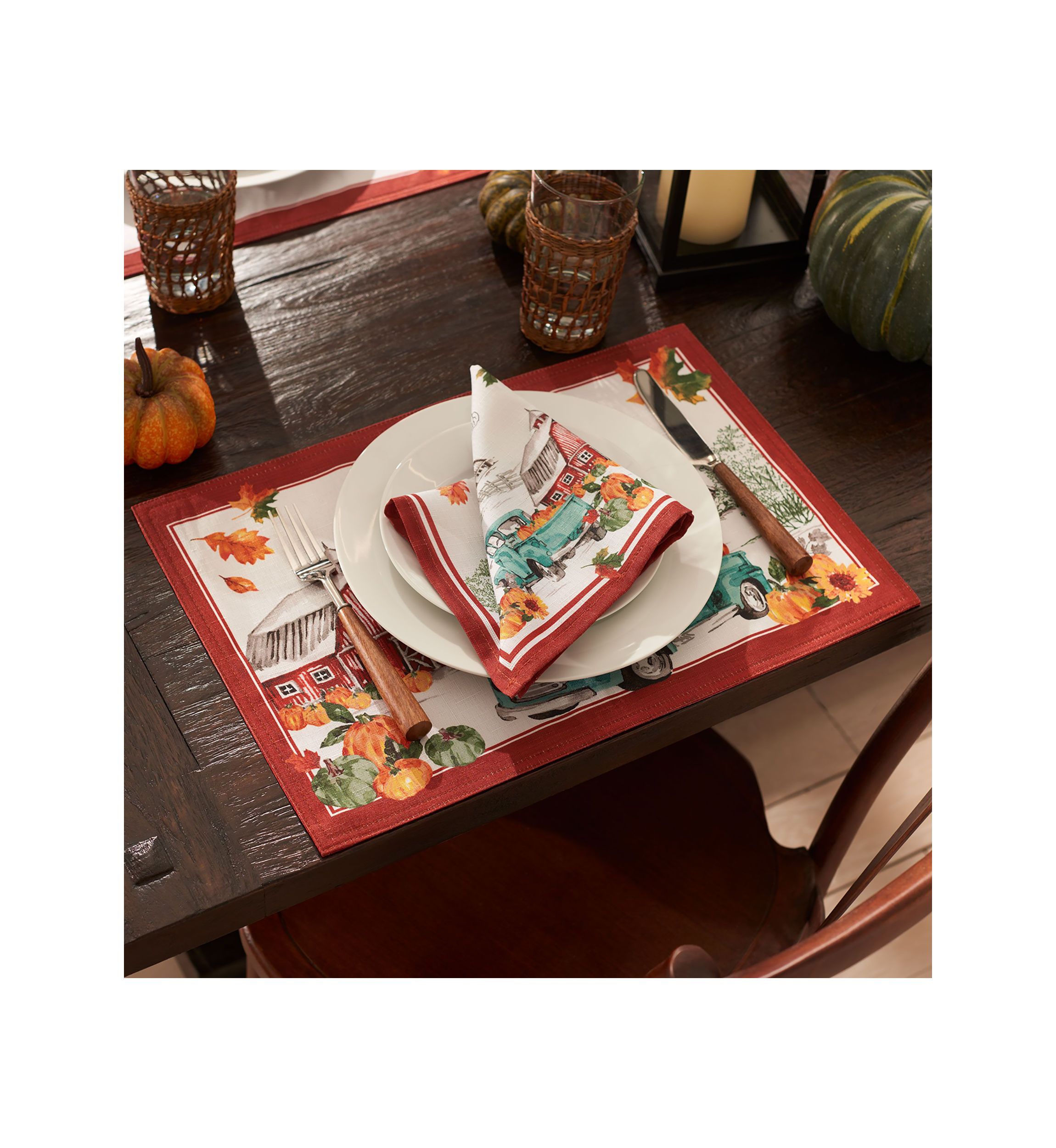 Farm Fresh Pumpkin Truck Fall Napkin, Set of 4