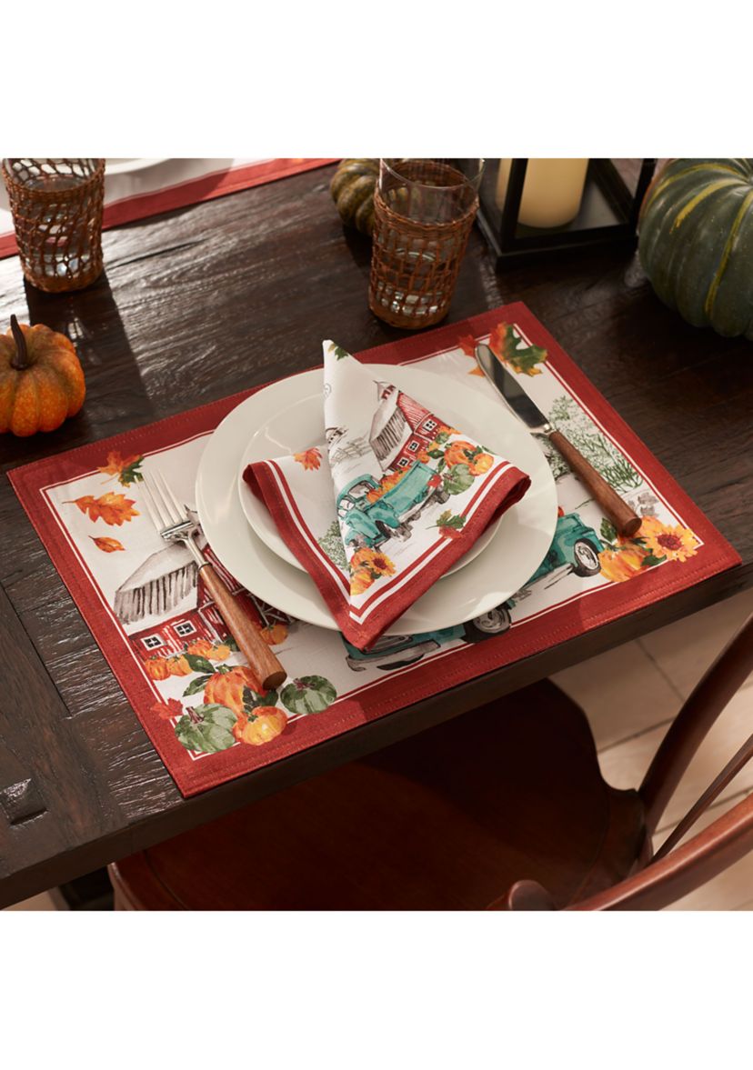Farm Fresh Pumpkin Truck Fall Napkin, Set of 4