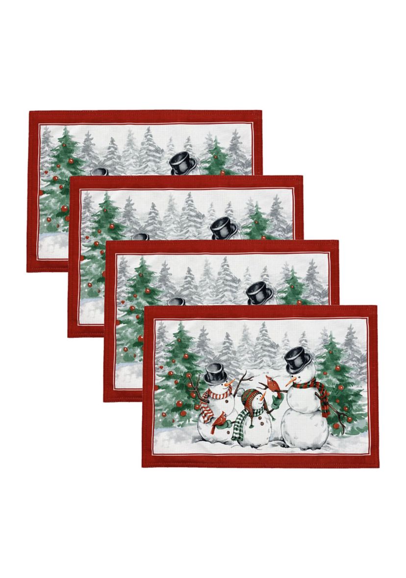 Snowman Winterland Holiday Snowflake Placemat, Set of 4 - 13" x 19"