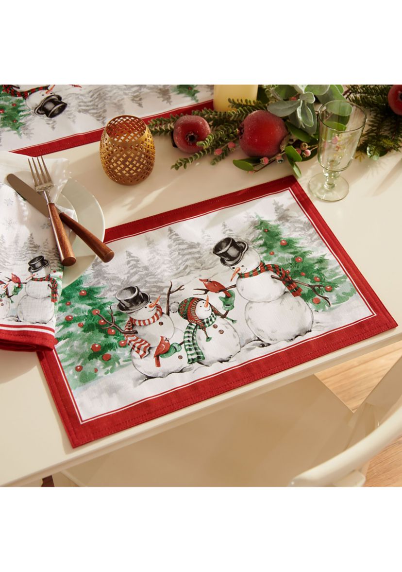Snowman Winterland Holiday Snowflake Placemat, Set of 4 - 13" x 19"
