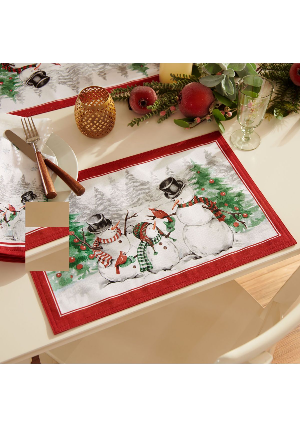 Snowman Winterland Holiday Snowflake Napkin, Set of 4