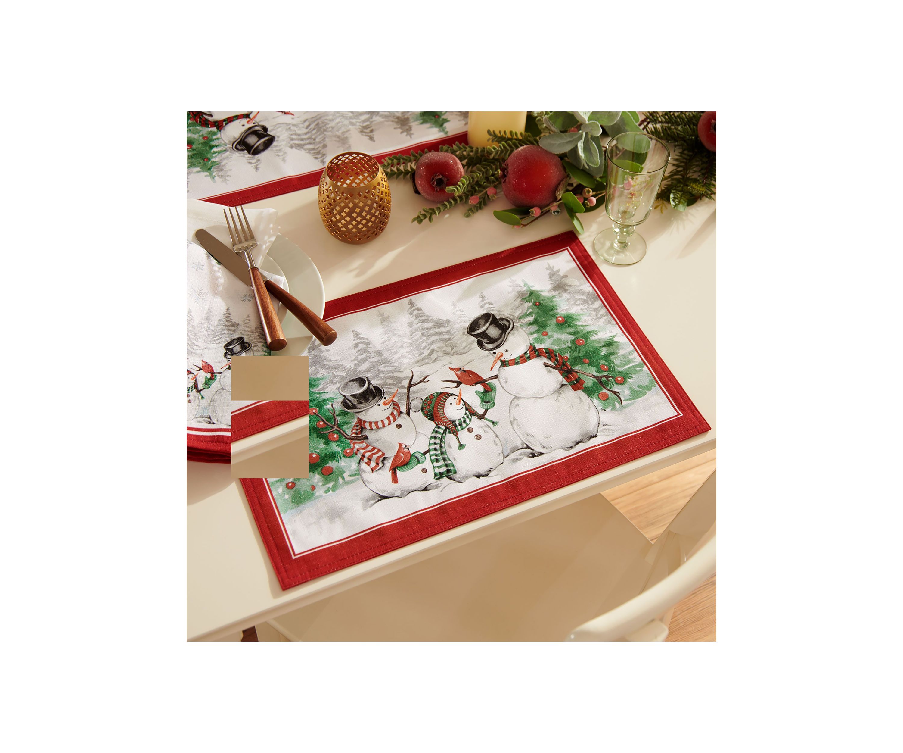 Snowman Winterland Holiday Snowflake Napkin, Set of 4