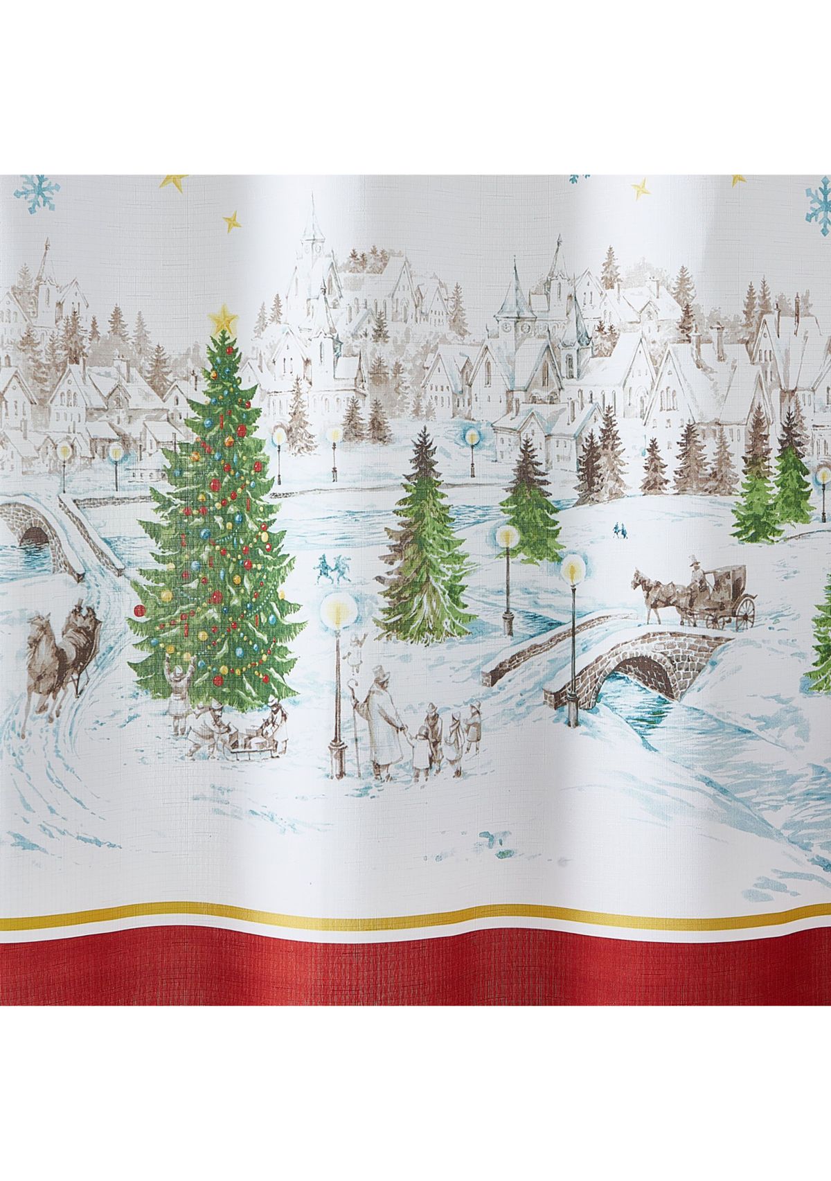 Santa’s Snowy Sleighride Holiday Fabric Shower Curtain - 70" x 72"