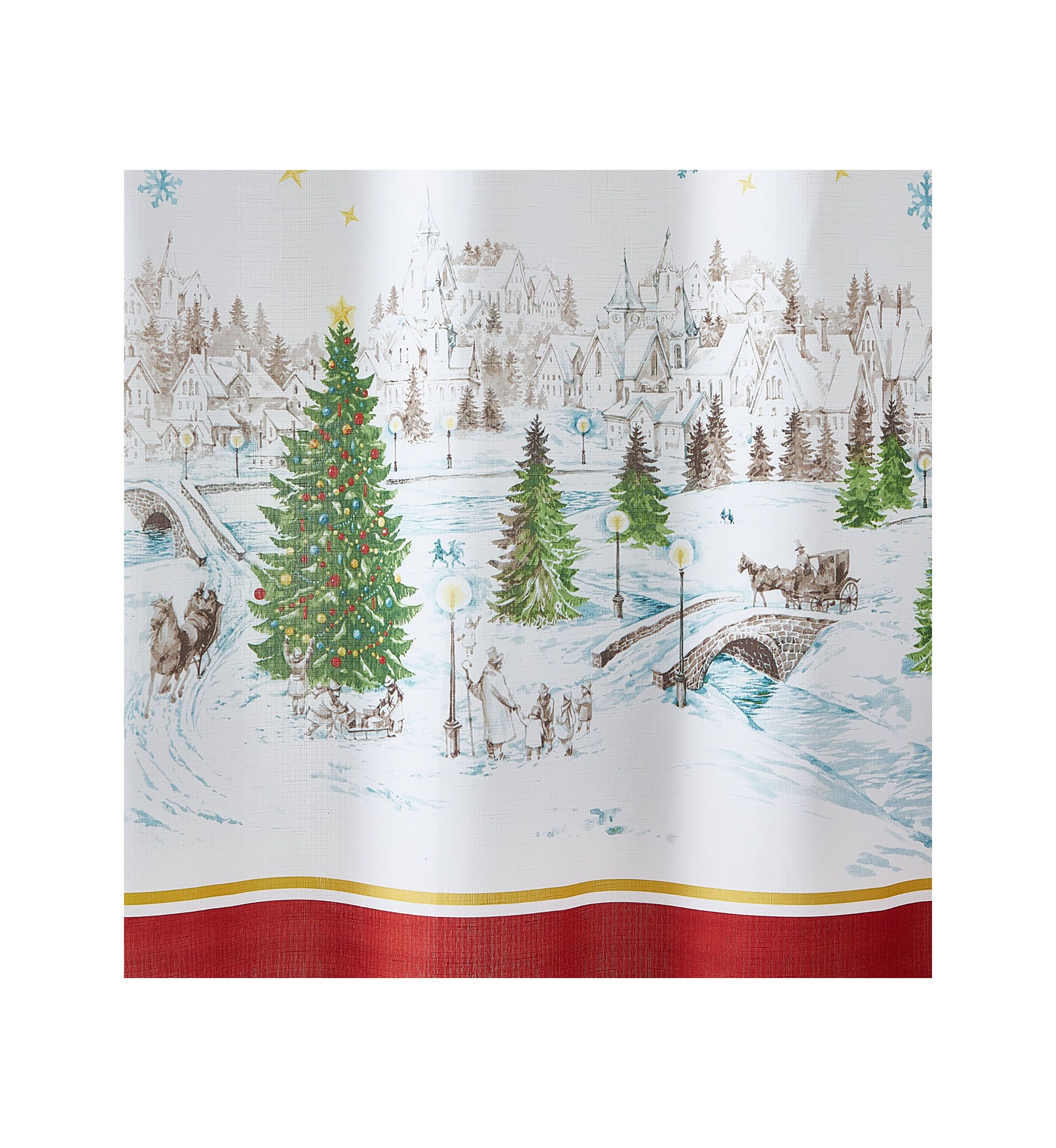 Santa’s Snowy Sleighride Holiday Fabric Shower Curtain - 70" x 72"