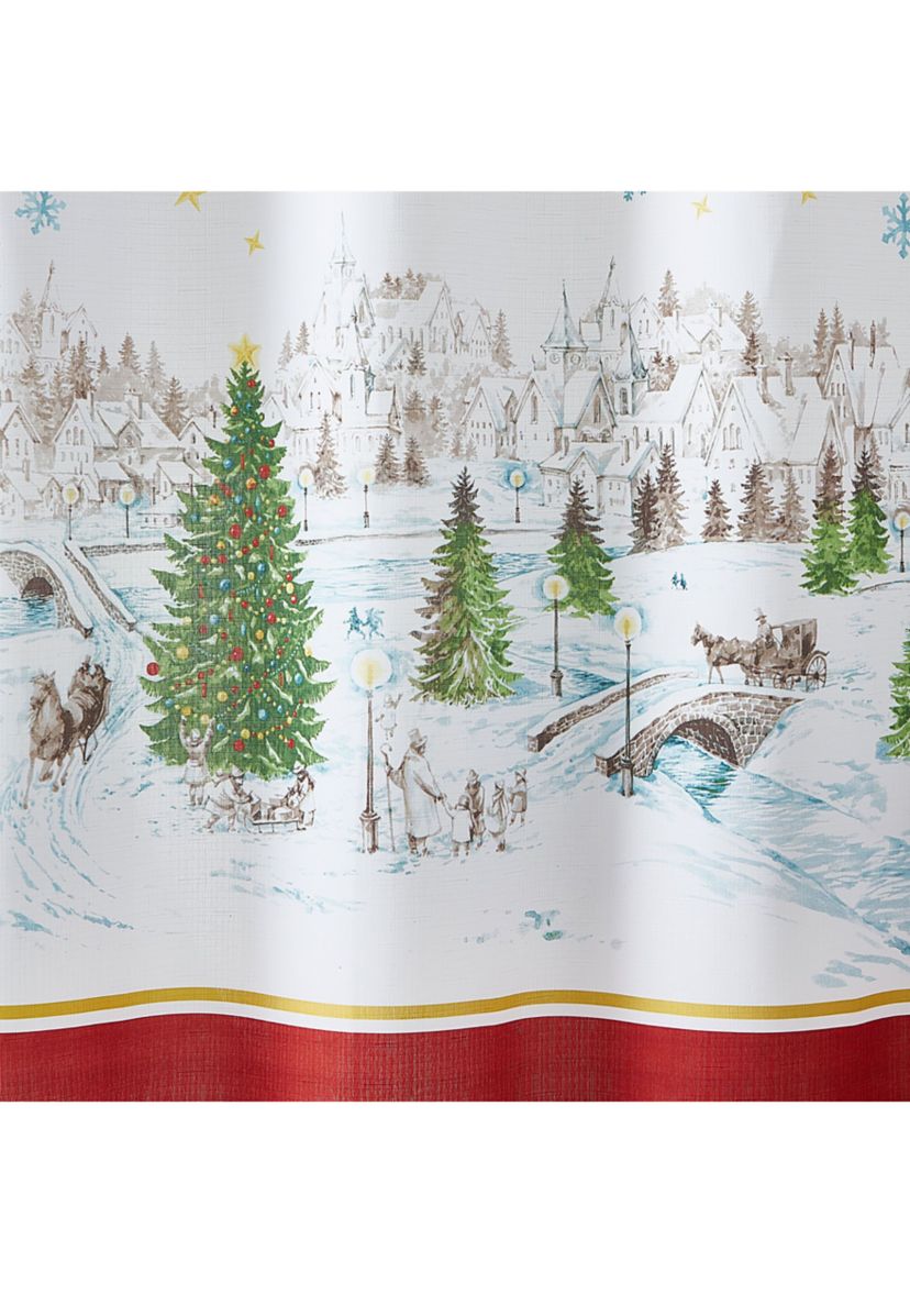 Santa’s Snowy Sleighride Holiday Fabric Shower Curtain - 70" x 72"