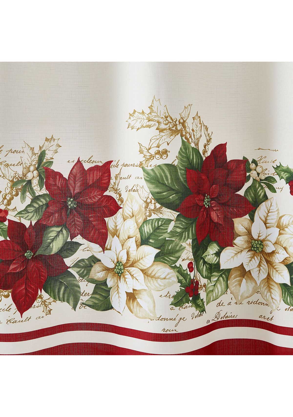 Red and White Poinsettias Holiday Fabric Shower Curtain - 70" x 72"