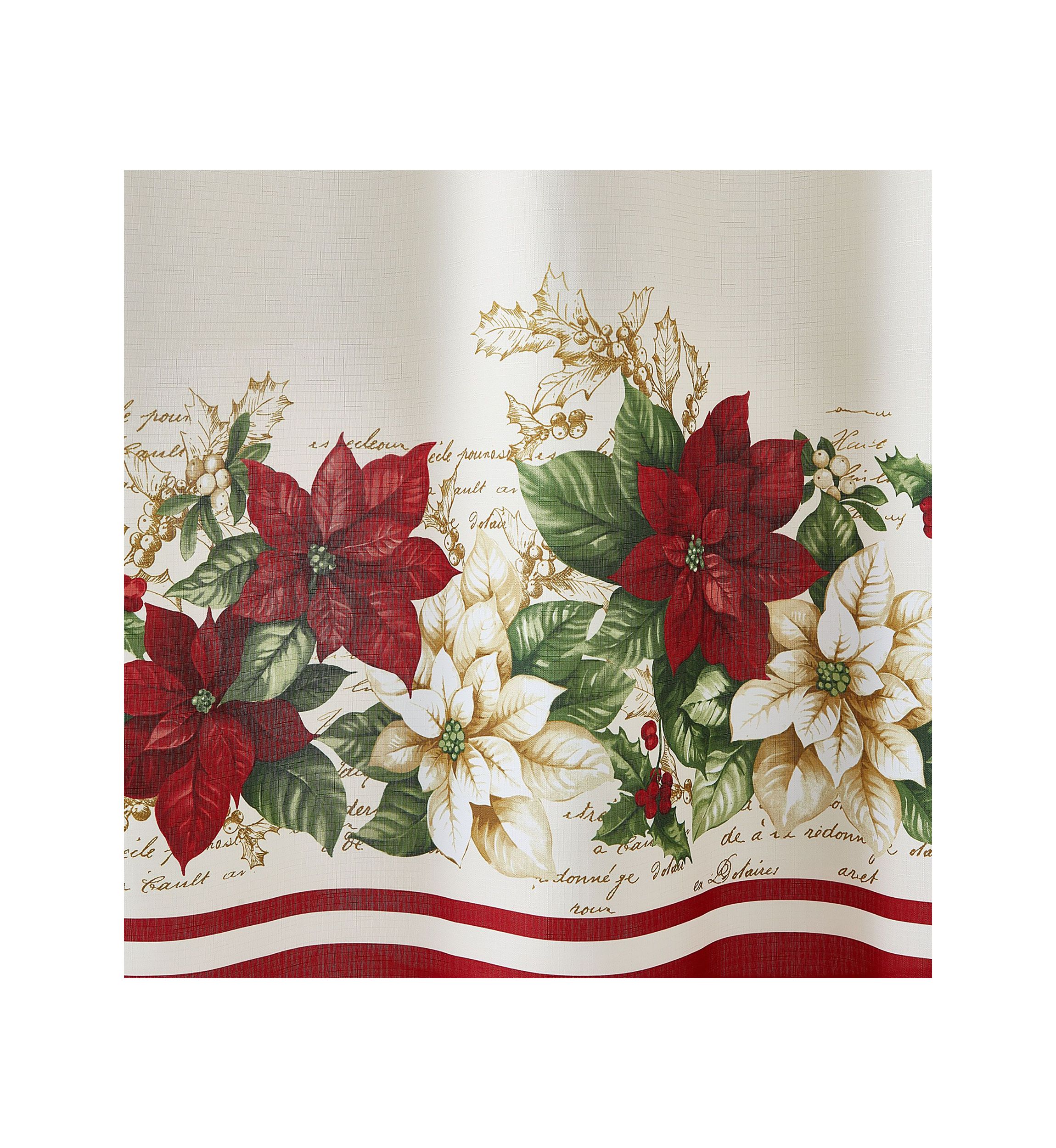 Red and White Poinsettias Holiday Fabric Shower Curtain - 70" x 72"