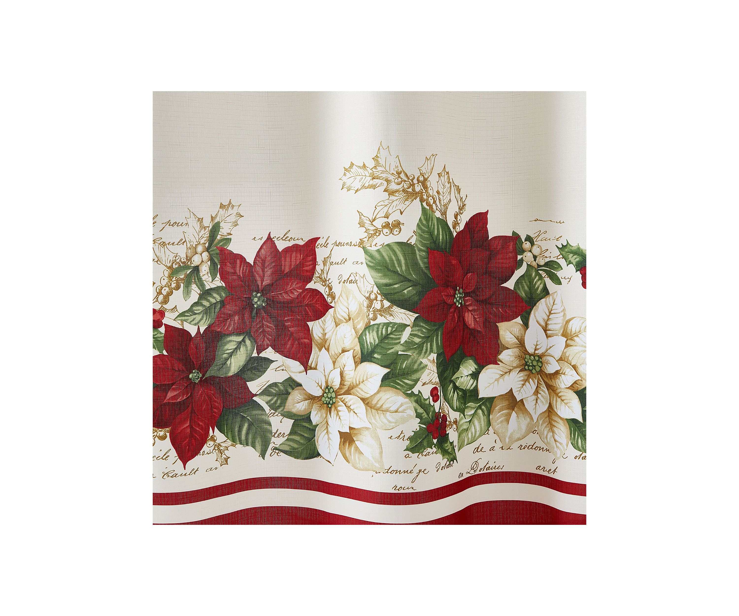 Red and White Poinsettias Holiday Fabric Shower Curtain - 70" x 72"