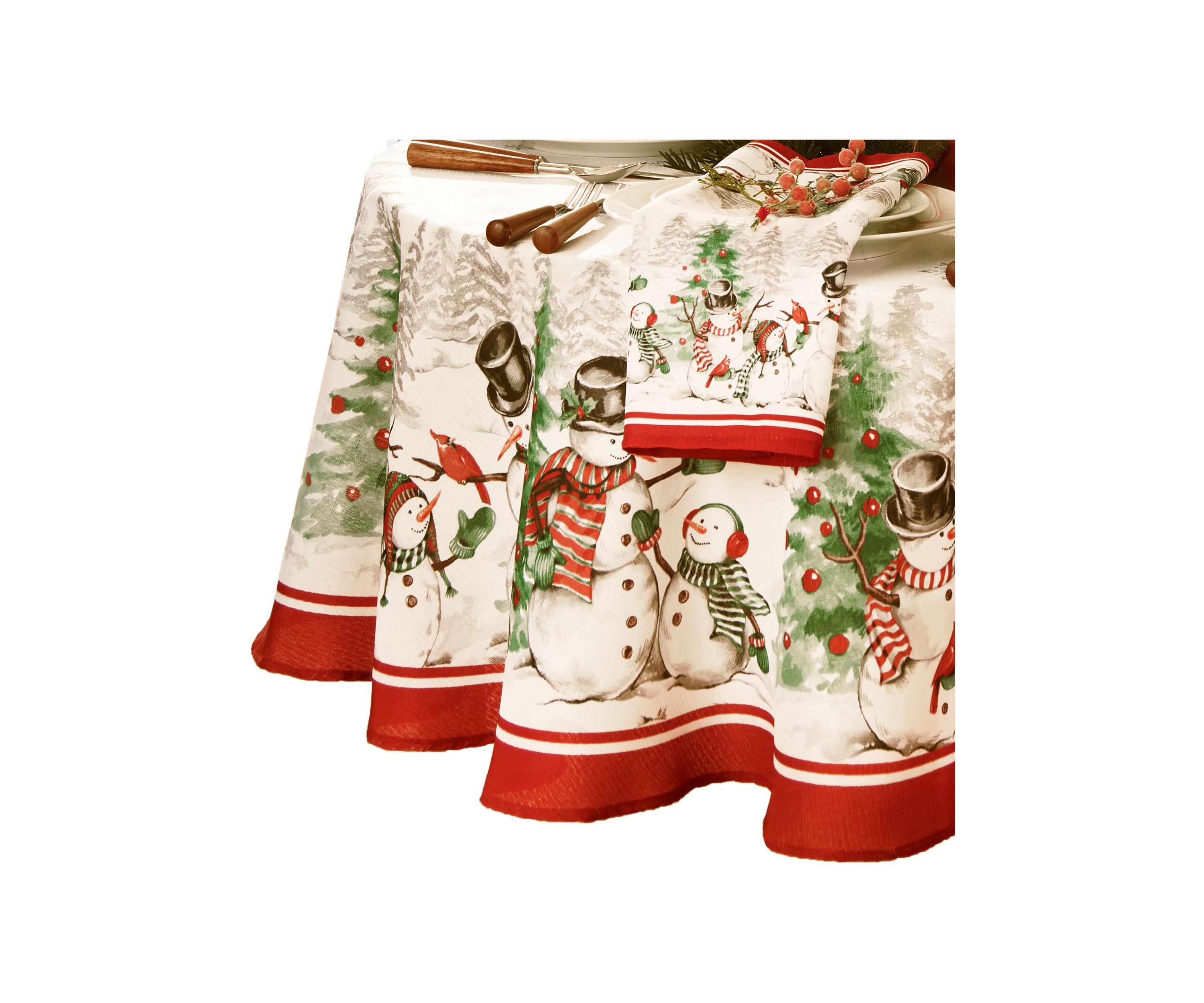 Snowman Winterland Holiday Snowflake Oval/Round Tablecloth