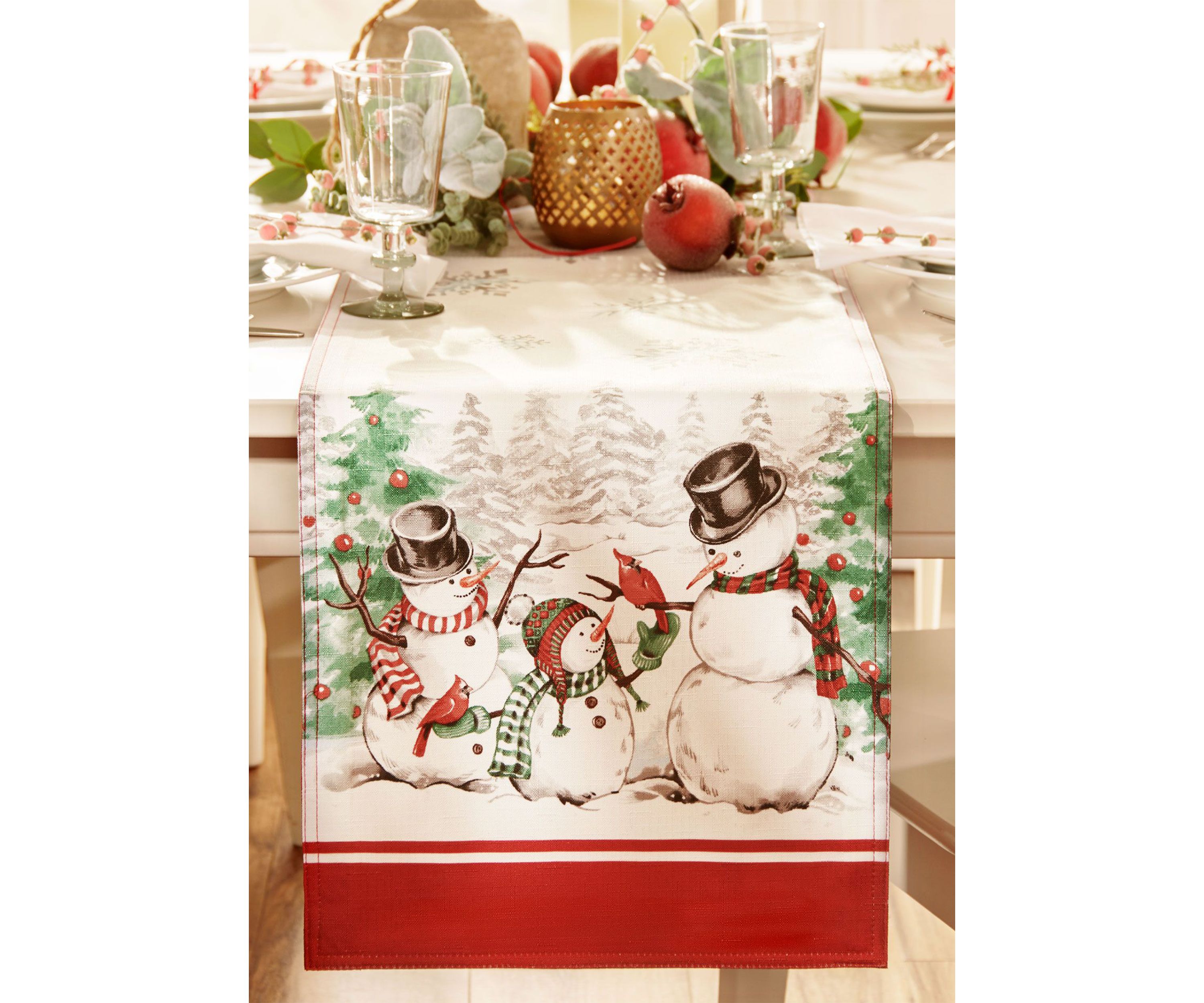Snowman Winterland Holiday Snowflake Table Runner - 13" x 70"