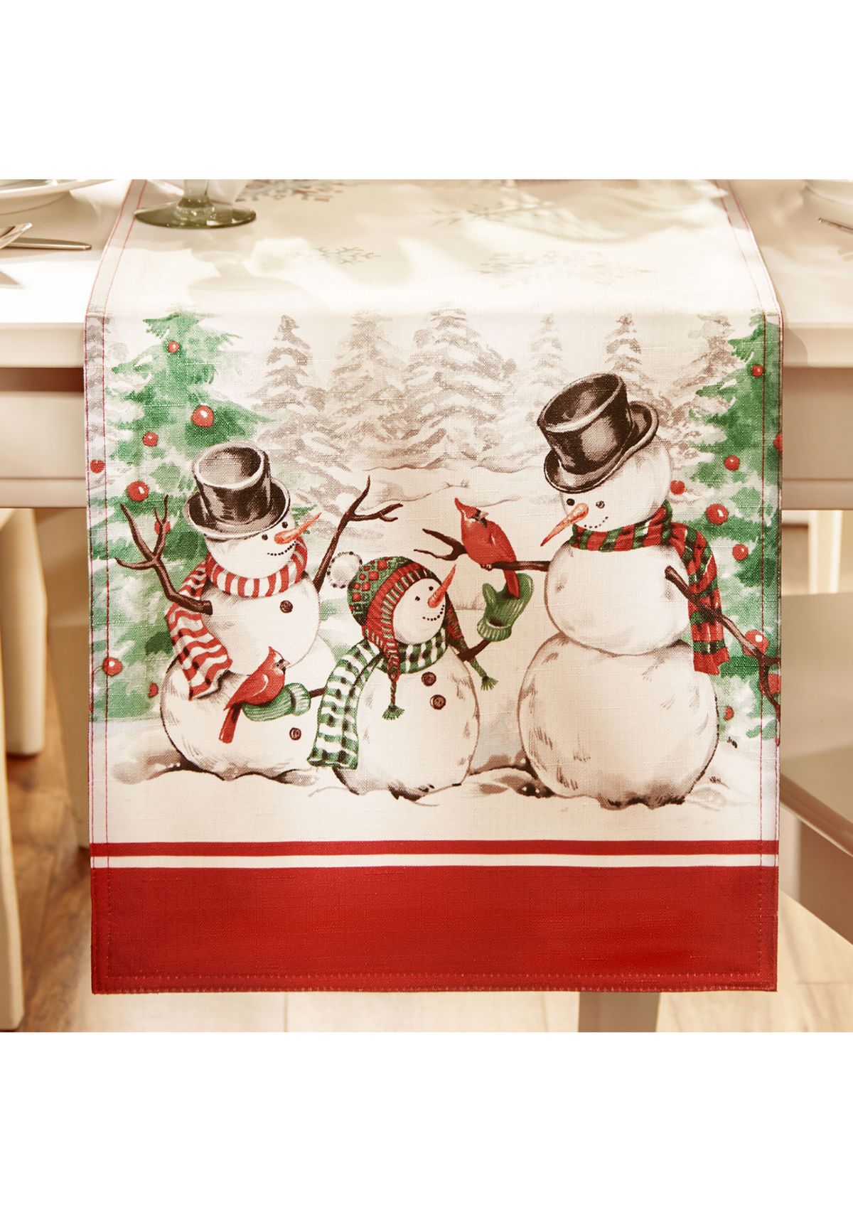 Snowman Winterland Holiday Snowflake Table Runner - 13" x 70"