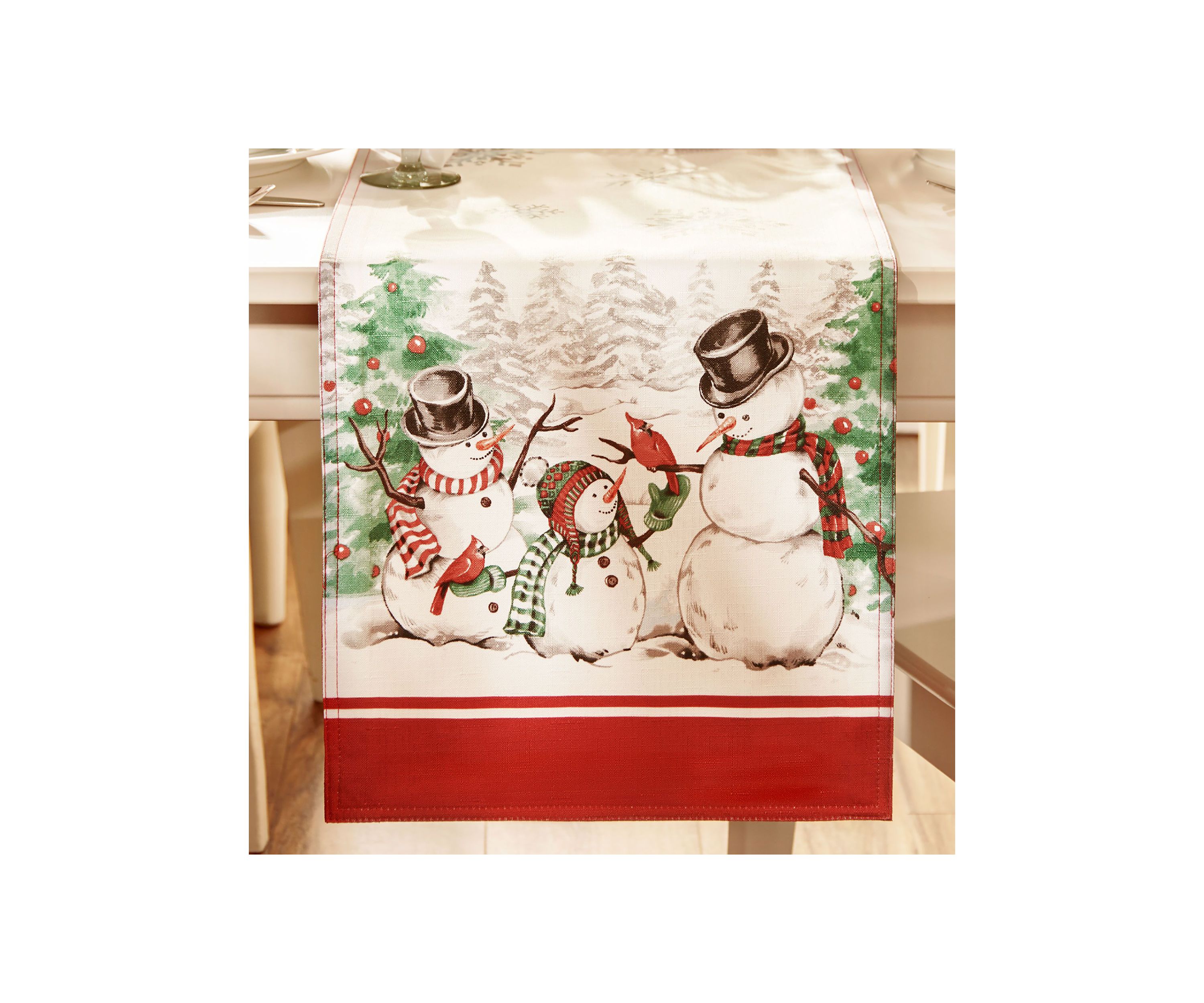 Snowman Winterland Holiday Snowflake Table Runner - 13" x 70"