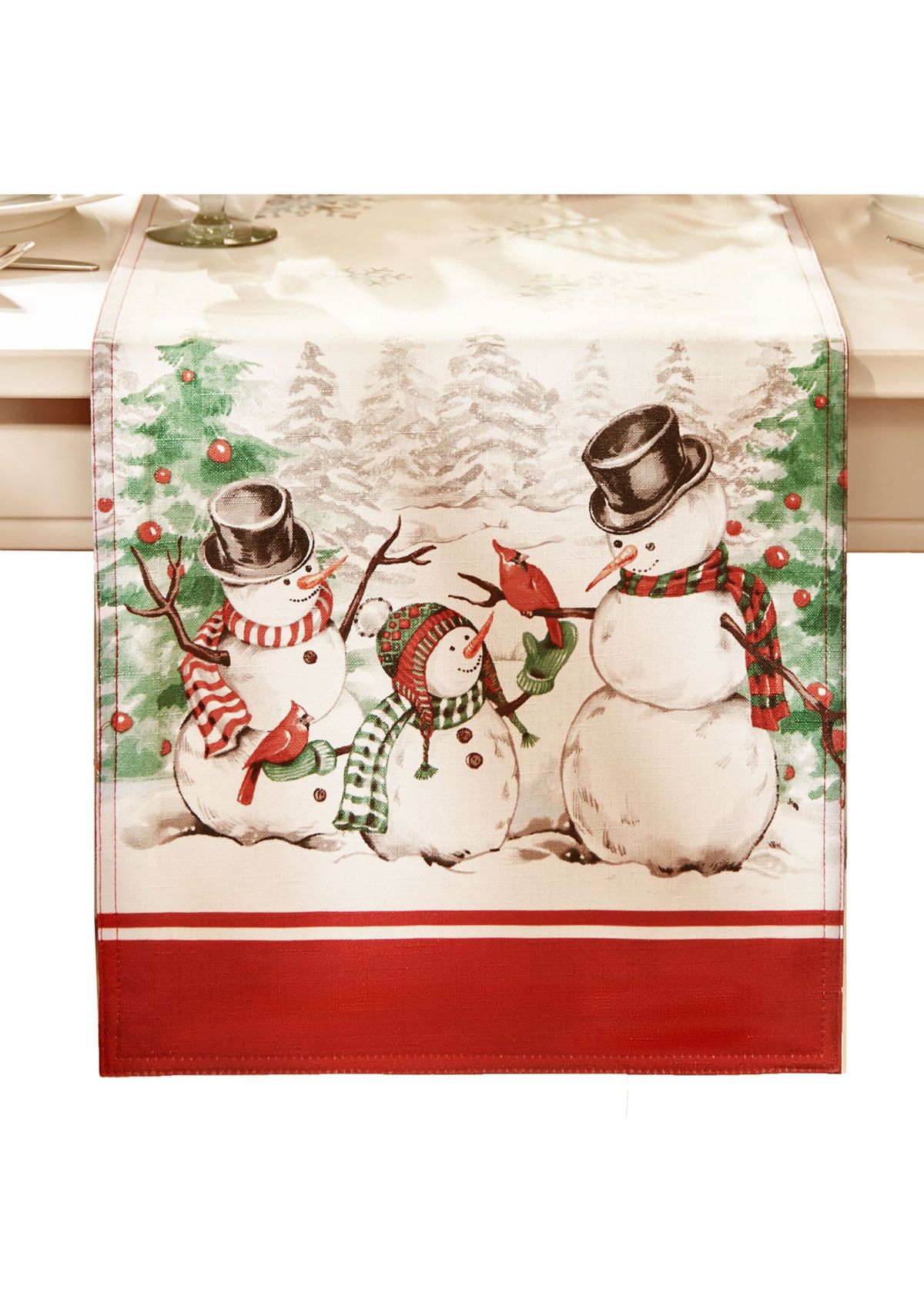 Snowman Winterland Holiday Snowflake Table Runner - 13" x 70"