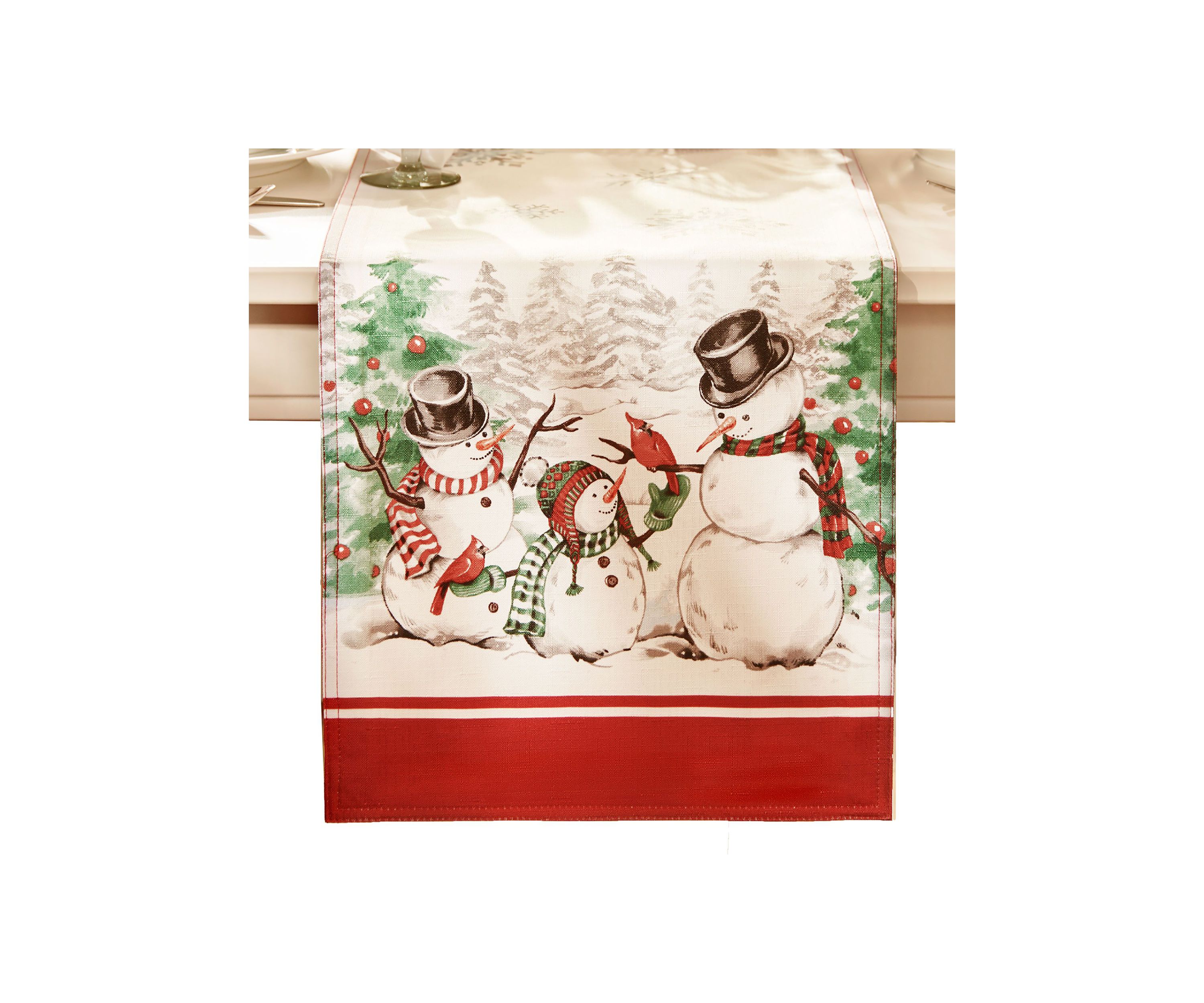 Snowman Winterland Holiday Snowflake Table Runner - 13" x 70"